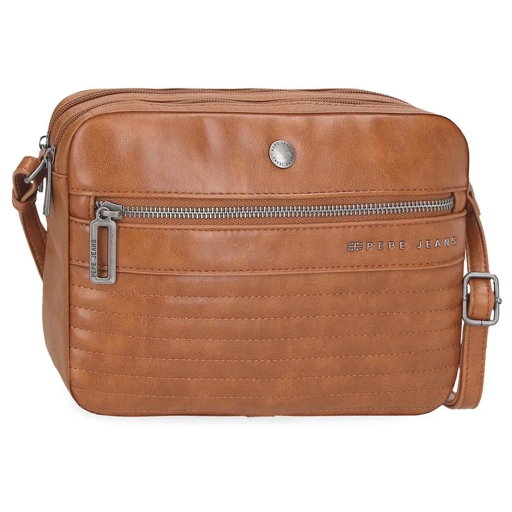 Pepe Jeans Biker Borsa a tracolla Due scomparti Marrone 24x16x9 cm Poliestere con dettagli in pelle sintetica by Joumma Bags, marrone, Taglia unica, tracolla due scomparti - immagine 1