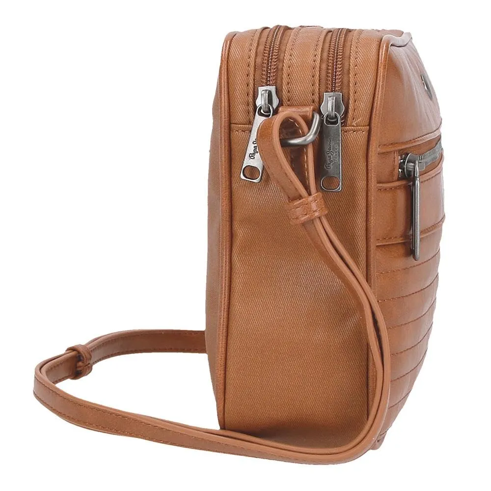 Pepe Jeans Biker Borsa a tracolla Due scomparti Marrone 24x16x9 cm Poliestere con dettagli in pelle sintetica by Joumma Bags, marrone, Taglia unica, tracolla due scomparti - immagine 2