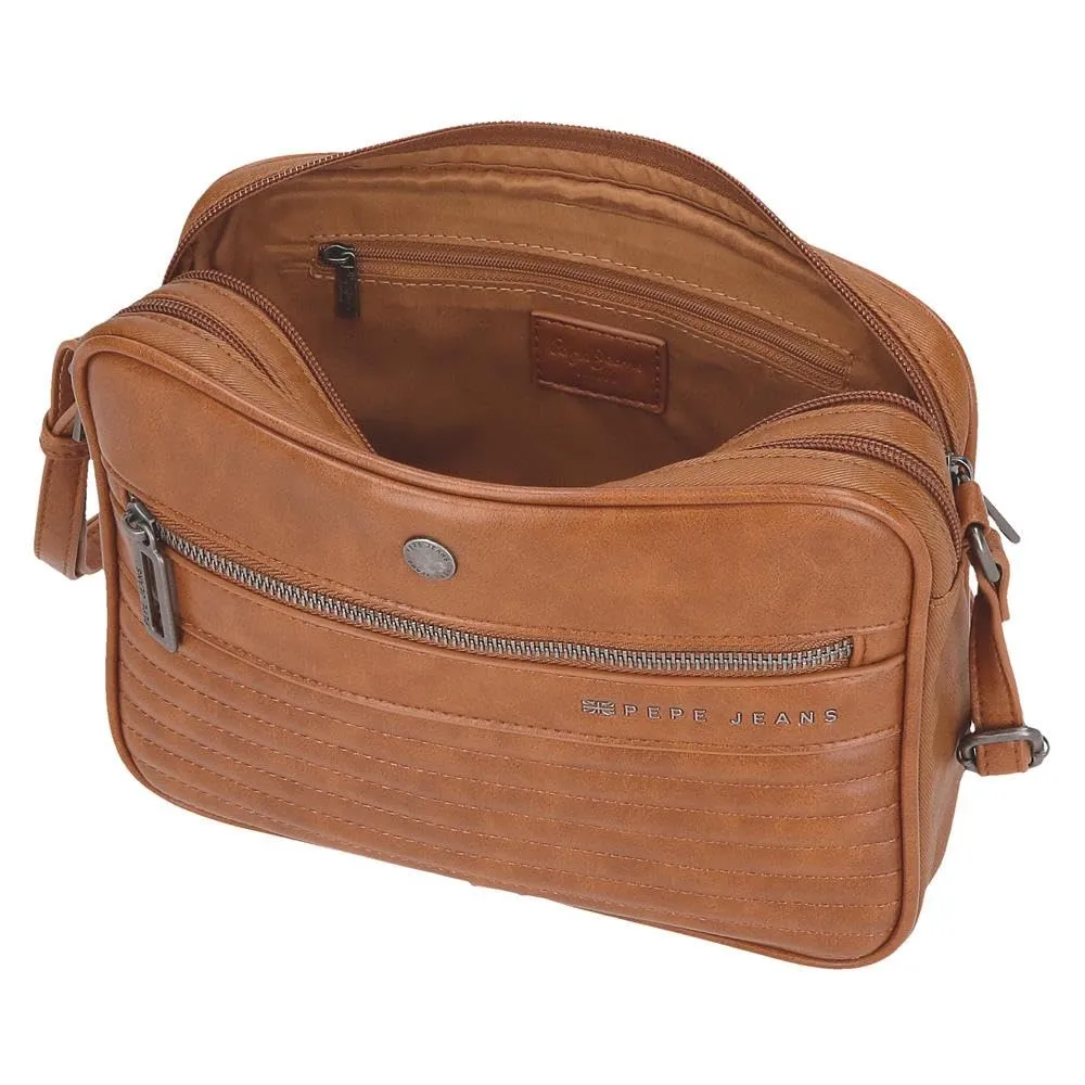 Pepe Jeans Biker Borsa a tracolla Due scomparti Marrone 24x16x9 cm Poliestere con dettagli in pelle sintetica by Joumma Bags, marrone, Taglia unica, tracolla due scomparti - immagine 4