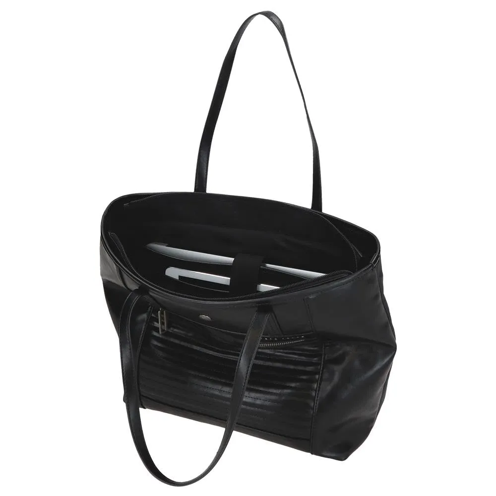 Pepe Jeans Biker Borse Tote Portatile 15,6 Pollici Nero 34X32X14 cm Poliestere con Dettagli in Pelle Sintetica by Joumma Bags, Nero, Taglia unica, Borsa tote - immagine 4