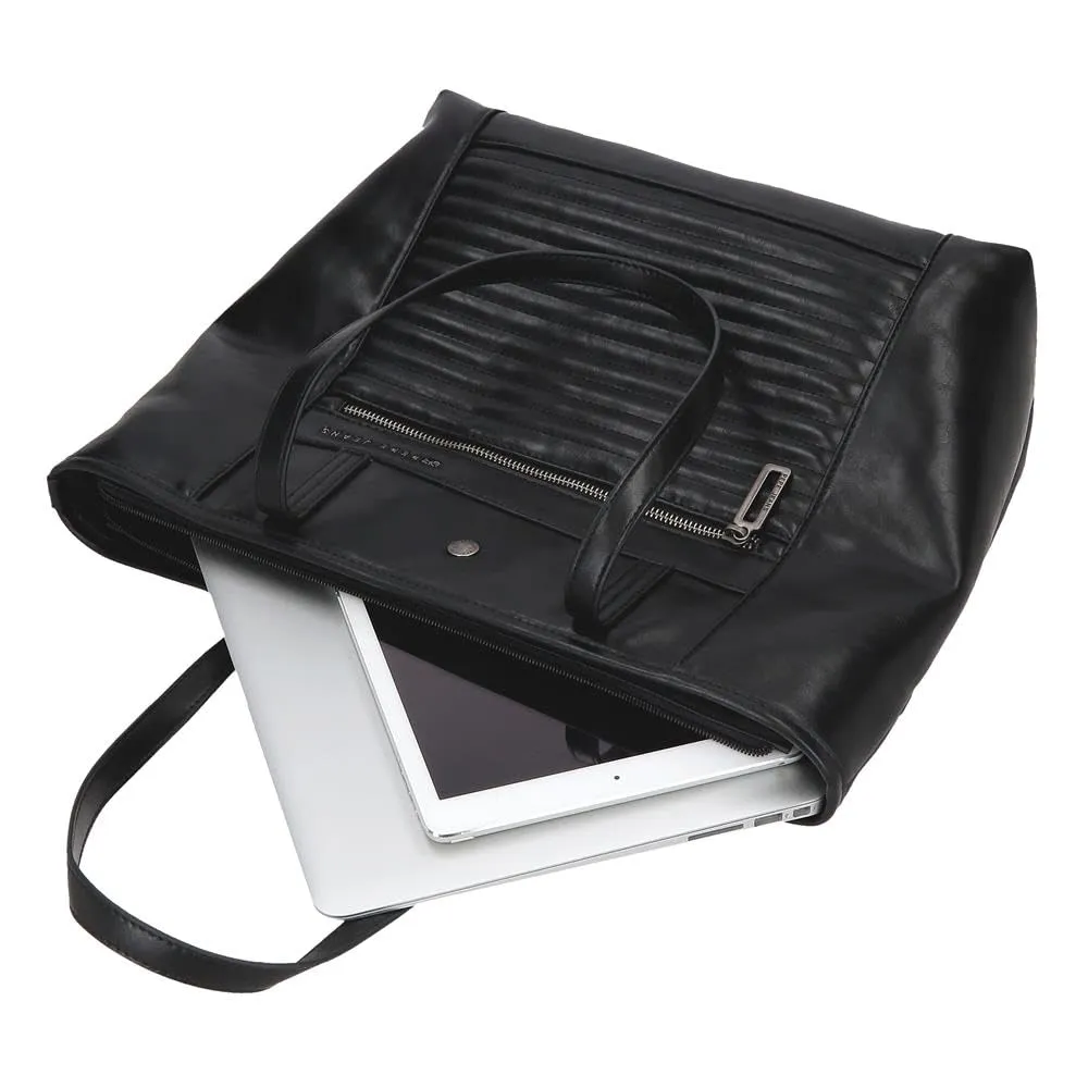 Pepe Jeans Biker Borse Tote Portatile 15,6 Pollici Nero 34X32X14 cm Poliestere con Dettagli in Pelle Sintetica by Joumma Bags, Nero, Taglia unica, Borsa tote - immagine 6