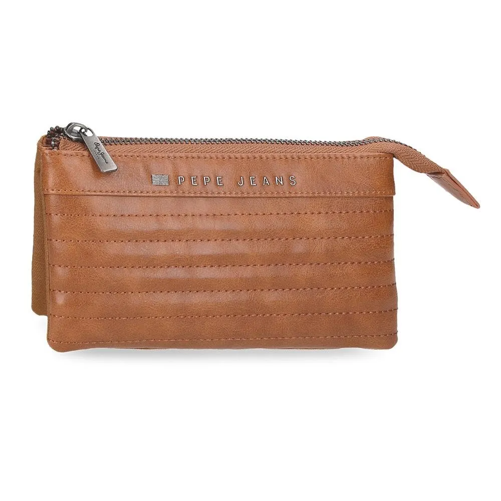 Pepe Jeans Biker, beauty case, tracolla, perfetto per organizzare, vari scomparti. Joumma Bags, marrone, borsetta, Portamonete - immagine 1