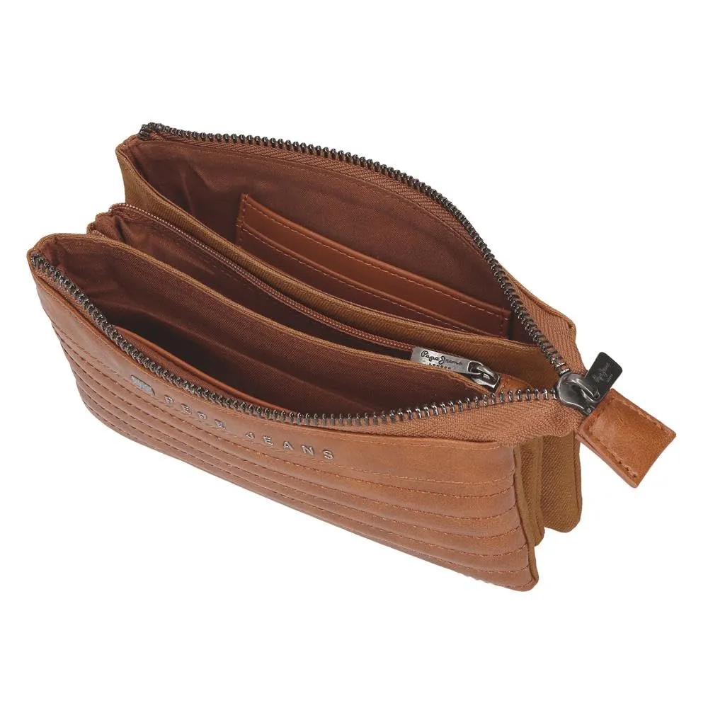 Pepe Jeans Biker, beauty case, tracolla, perfetto per organizzare, vari scomparti. Joumma Bags, marrone, borsetta, Portamonete - immagine 4