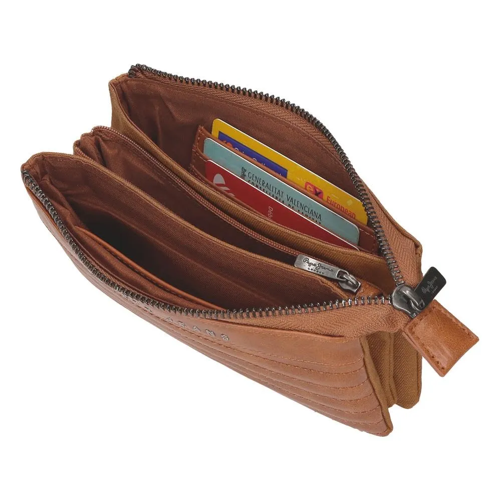 Pepe Jeans Biker, beauty case, tracolla, perfetto per organizzare, vari scomparti. Joumma Bags, marrone, borsetta, Portamonete - immagine 5