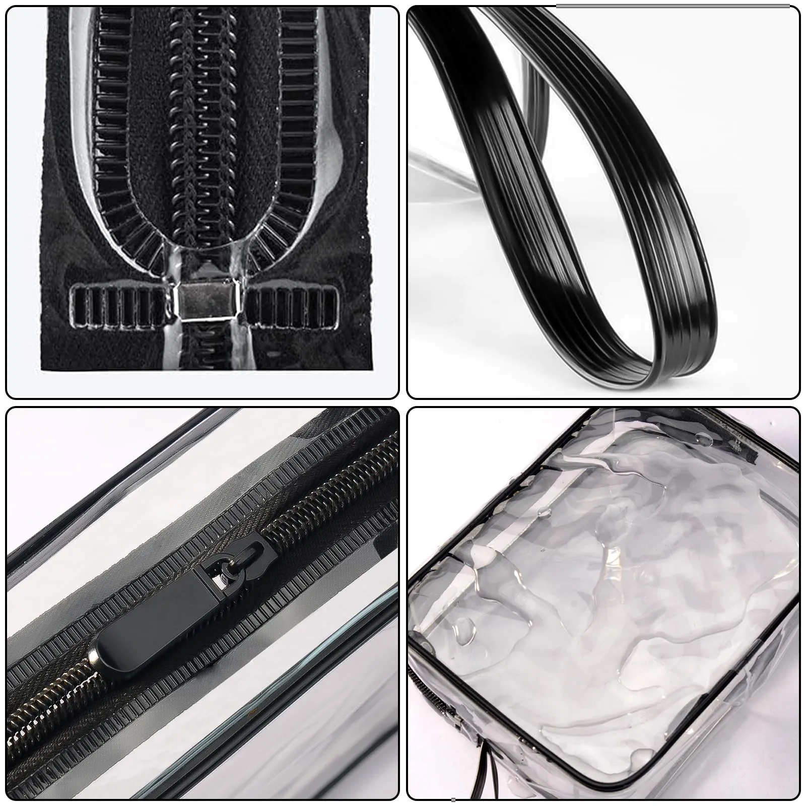 CGBE Borsa Cosmetici da Viaggio Impermeabile Trasparente - 5 Pezzi Nero - immagine 4