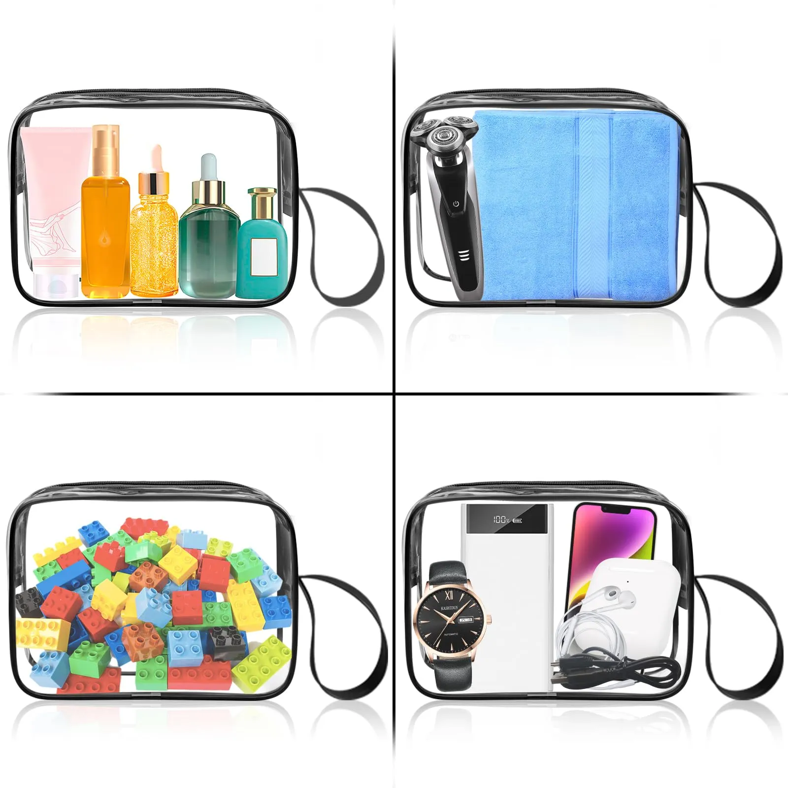 CGBE Borsa Cosmetici da Viaggio Impermeabile Trasparente - 5 Pezzi Nero - immagine 6