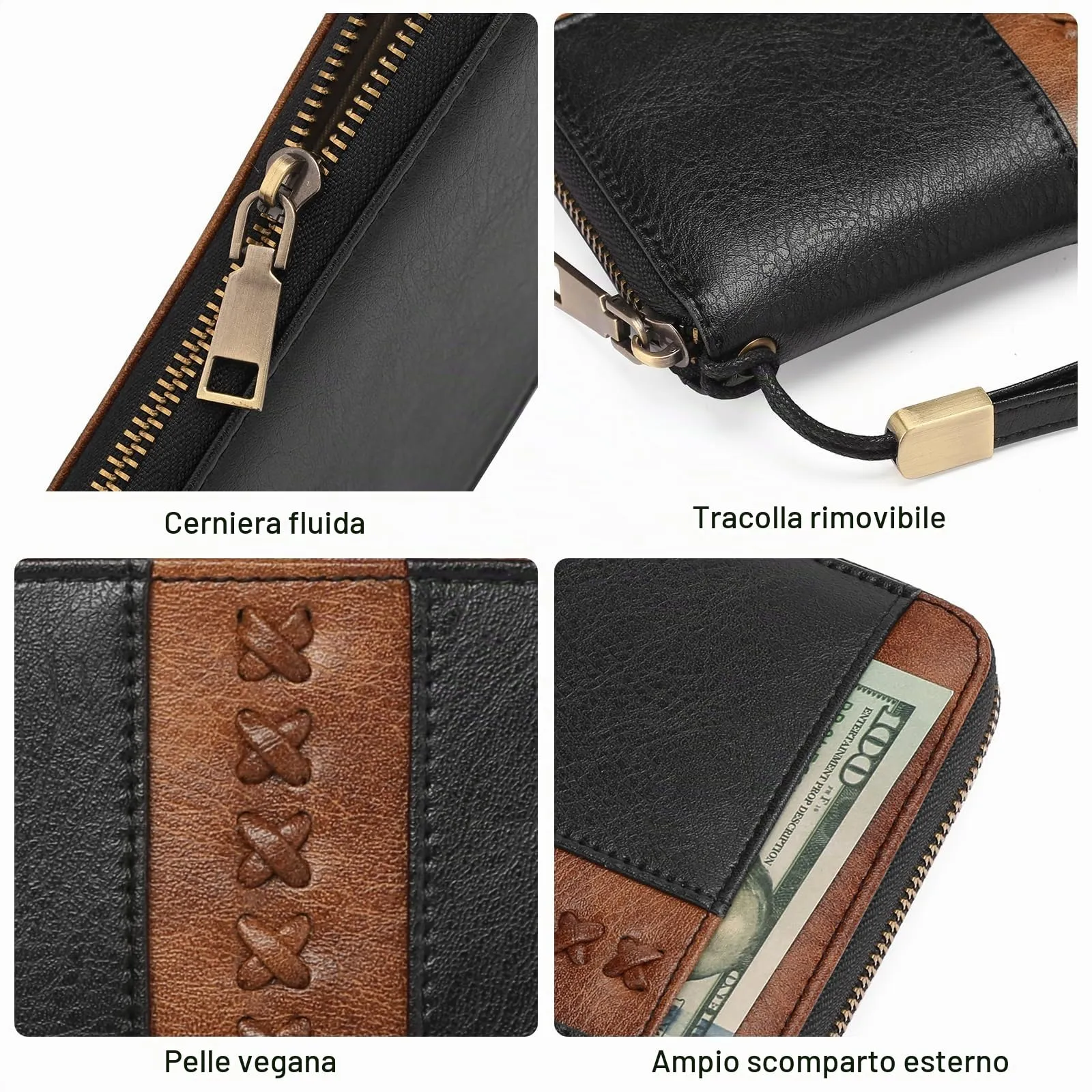 GOIACII Portafoglio Donna Grande in Pelle con Blocco RFID Portamonete Porta Carta di Credito con 12 Titolari di Carta - immagine 5