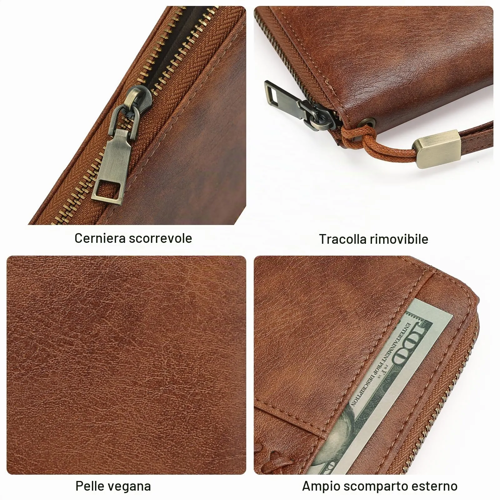 GOIACII Portafoglio Donna Grande in Pelle con Blocco RFID Portamonete Porta Carta di Credito con 12 Titolari di Carta - immagine 5