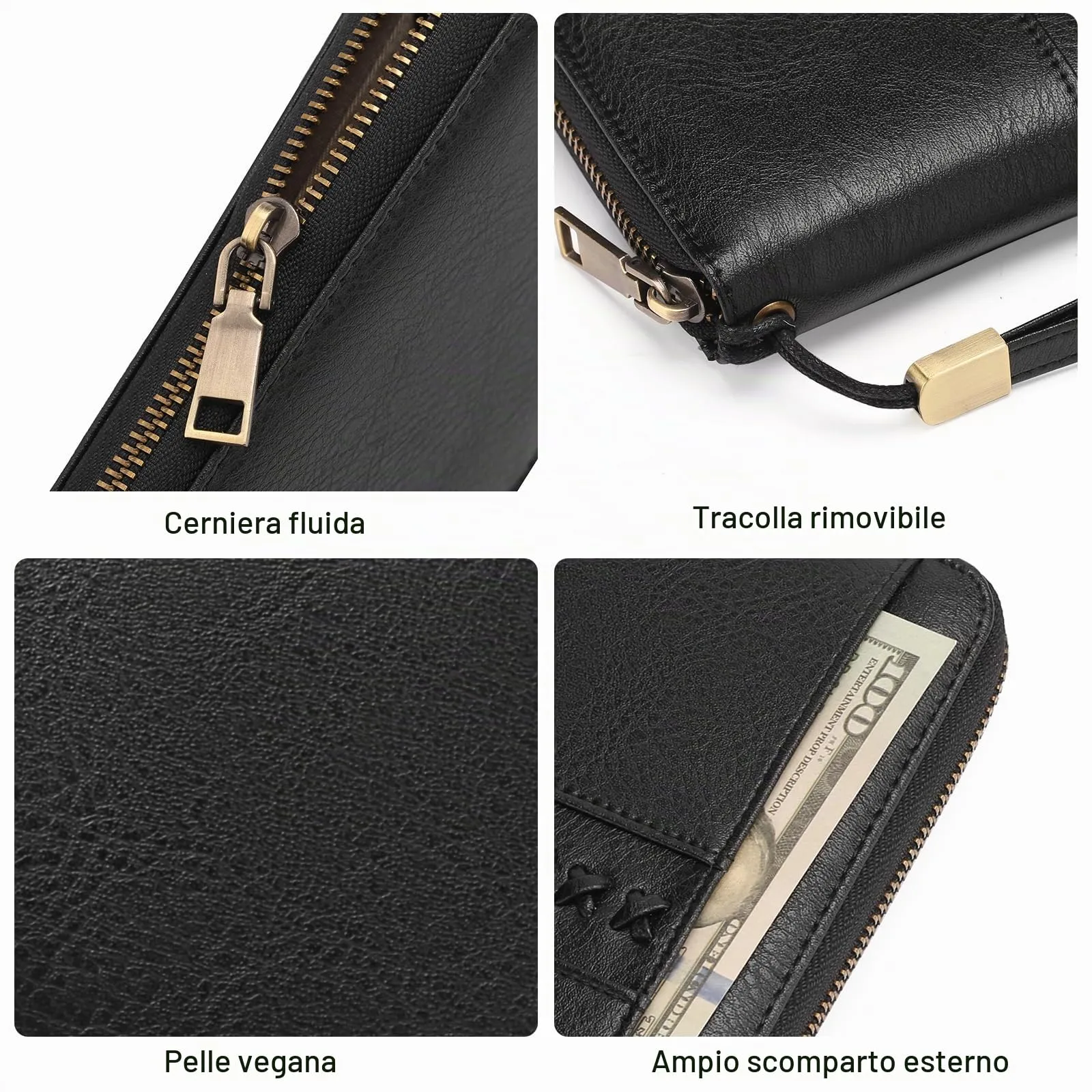 GOIACII Portafoglio Donna Grande in Pelle con Blocco RFID Portamonete Porta Carta di Credito con 12 Titolari di Carta - immagine 5