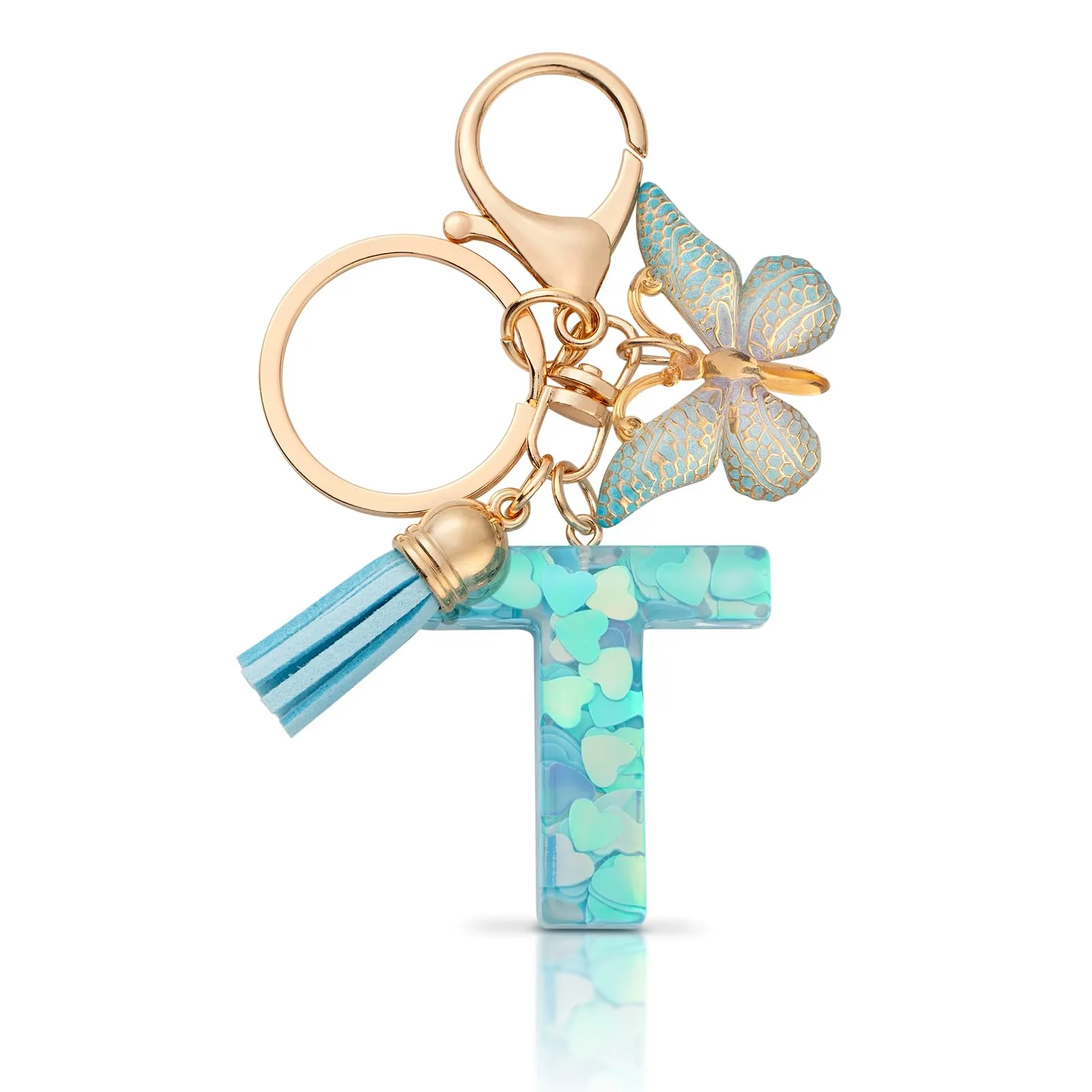 CHUQING Portachiavi Donna con Iniziale Farfalla Blu T - immagine 1