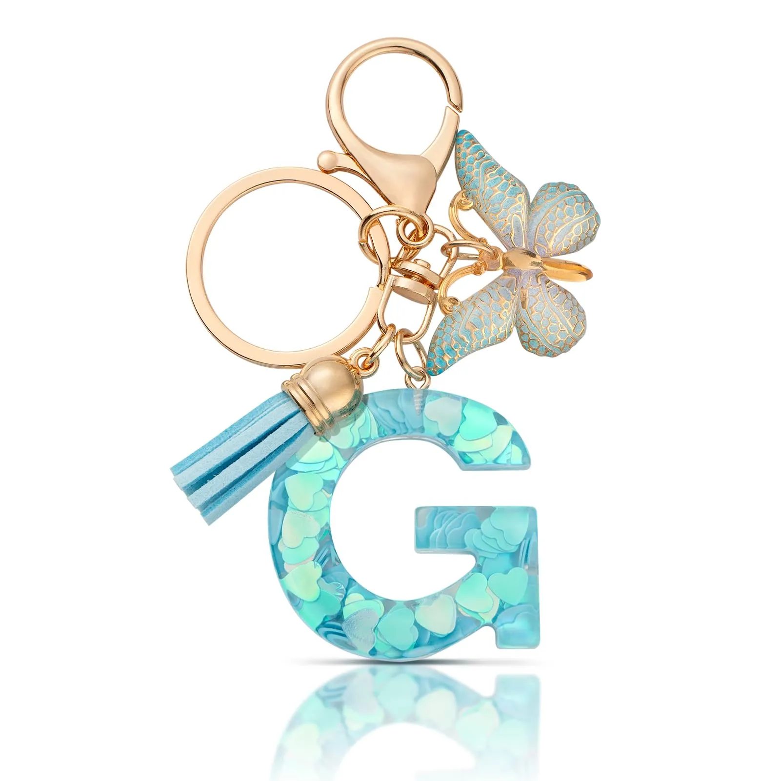 CHUQING Portachiavi Donna con Iniziale Farfalla Blu G - immagine 1