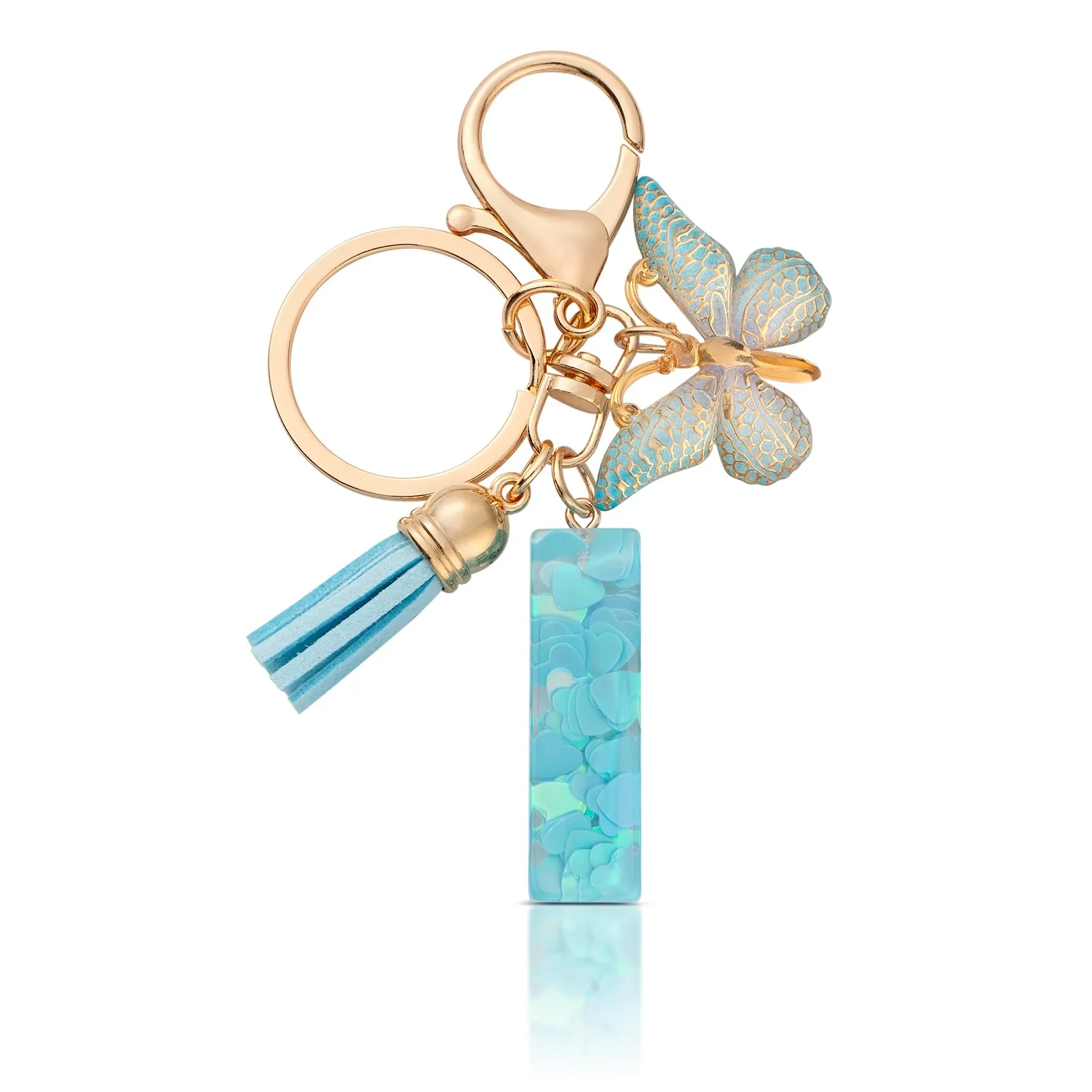 CHUQING Portachiavi Donna con Iniziale Farfalla Blu I - immagine 1