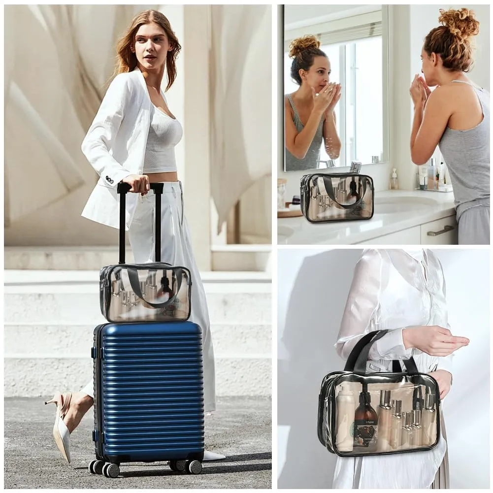 Aucuu Borse Da Toilette Trasparente, Beauty Case Trasparente, PVC Trousse da Viaggio, Borsa Cosmetici con separazione tra asciutto e bagnato, Cosmetici Trucco Portatile per Piscina, Viaggio - immagine 7