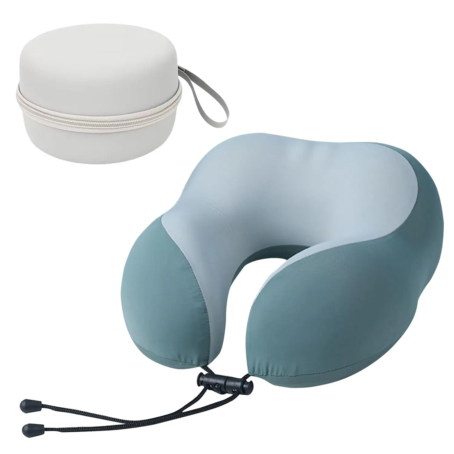 Cuscino cervicale da viaggio, fibbia regolabile, compatto e facile da riporre, cuscino double face, cuscino da viaggio a forma di U, facile da trasportare, adatto per viaggi in aereo, campeggio, ecc - immagine 1