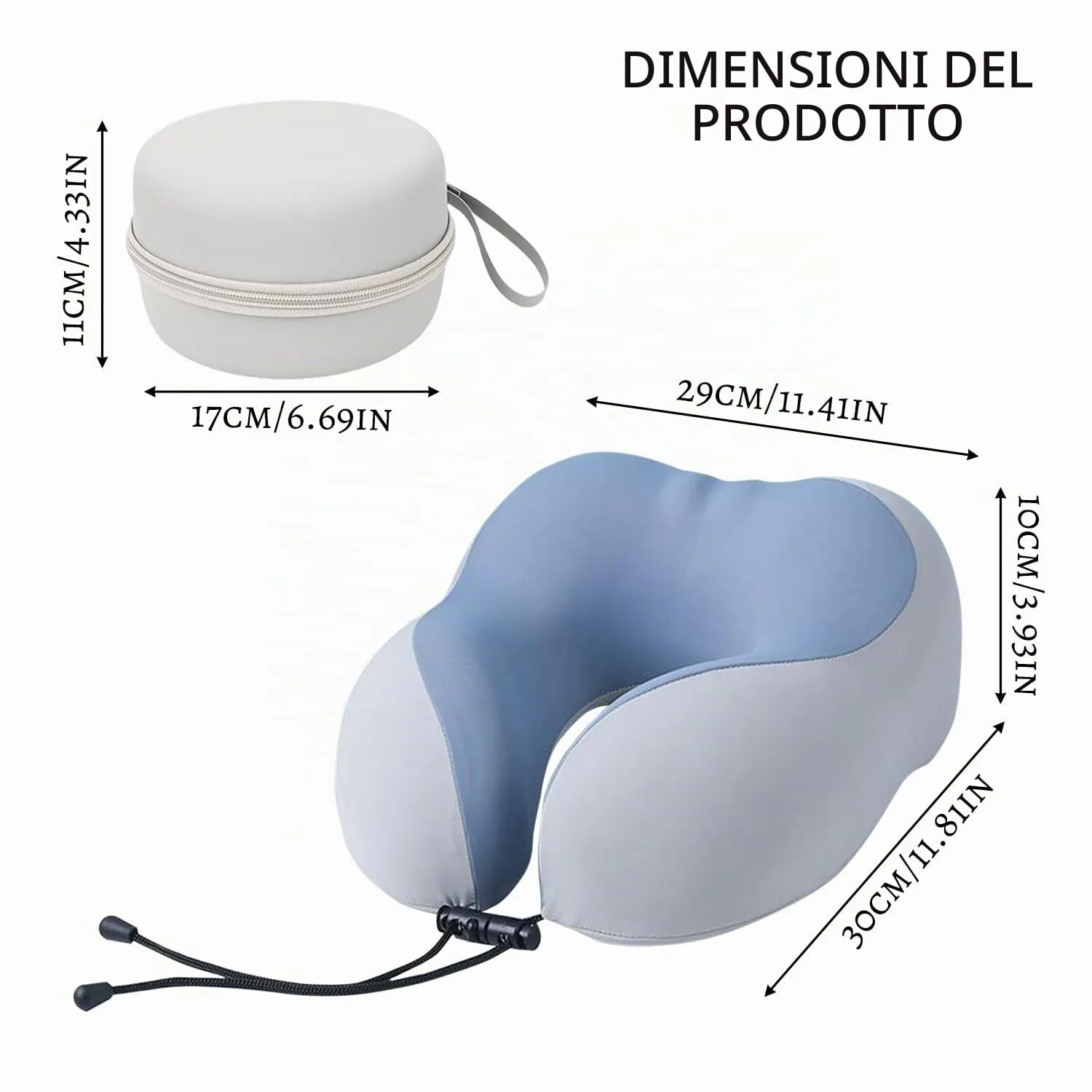 Cuscino cervicale da viaggio, fibbia regolabile, compatto e facile da riporre, cuscino double face, cuscino da viaggio a forma di U, facile da trasportare, adatto per viaggi in aereo, campeggio, ecc - immagine 7