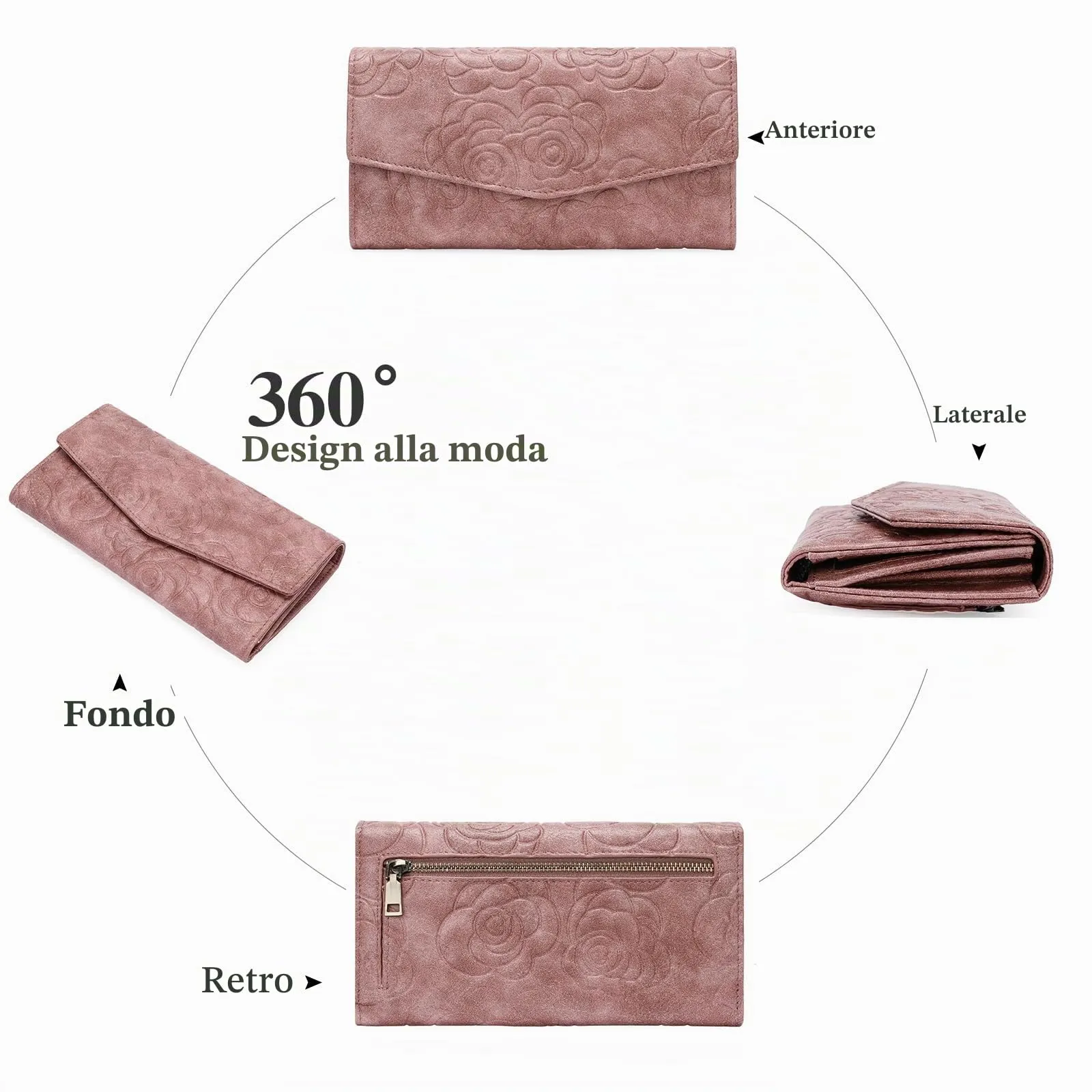 GOIACII Portafoglio Donna in Pelle Blocco RFID Grande Capacità Porta Carta di Credito Lungo con Portamonete - immagine 3