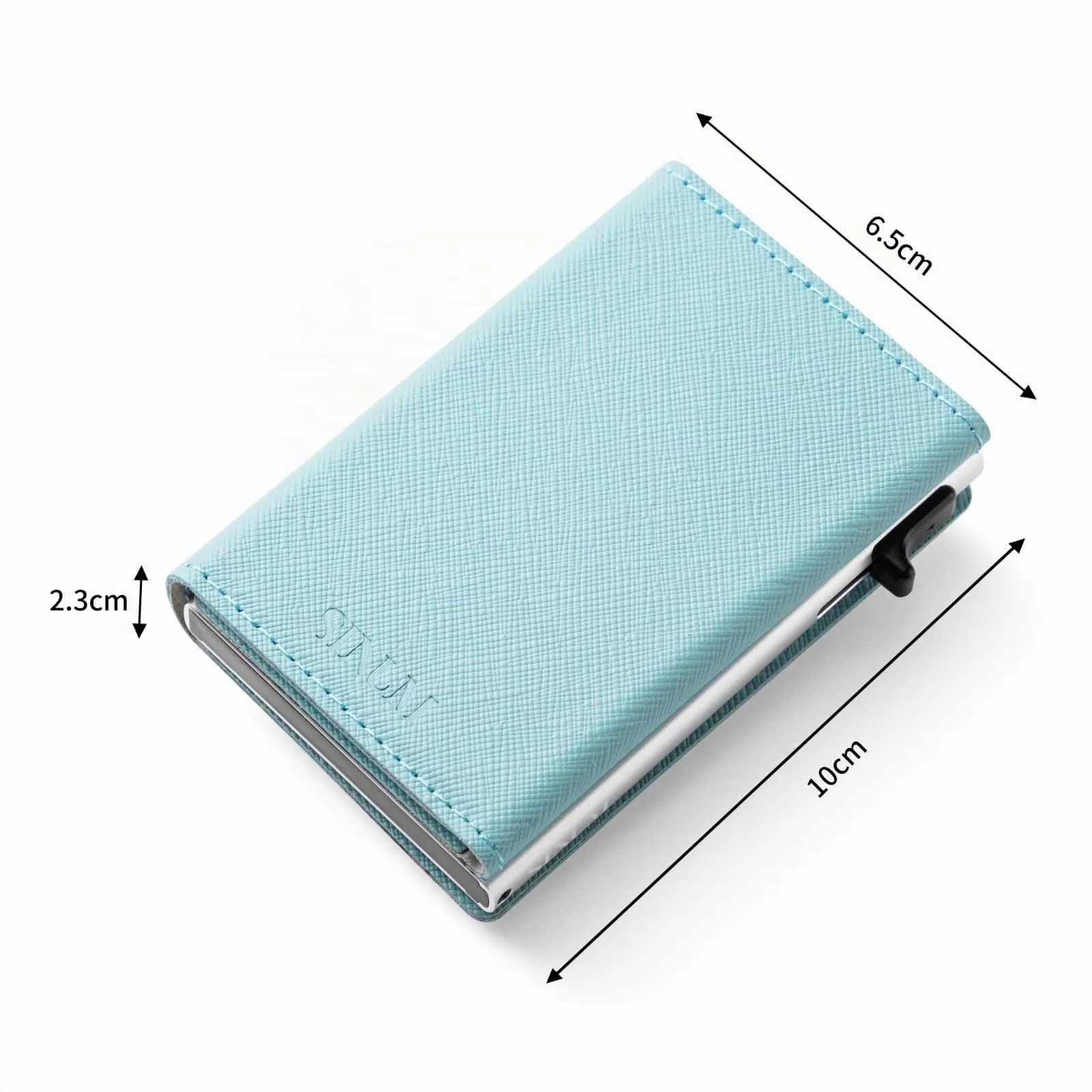 SINUM Portafoglio Saffiano - Chiusura Magnetica - Porta Carte Di Credito con Portamonete - Protezione RFID Anticlonazione - Brand Italiano (Saffiano, Azzurro) - immagine 6