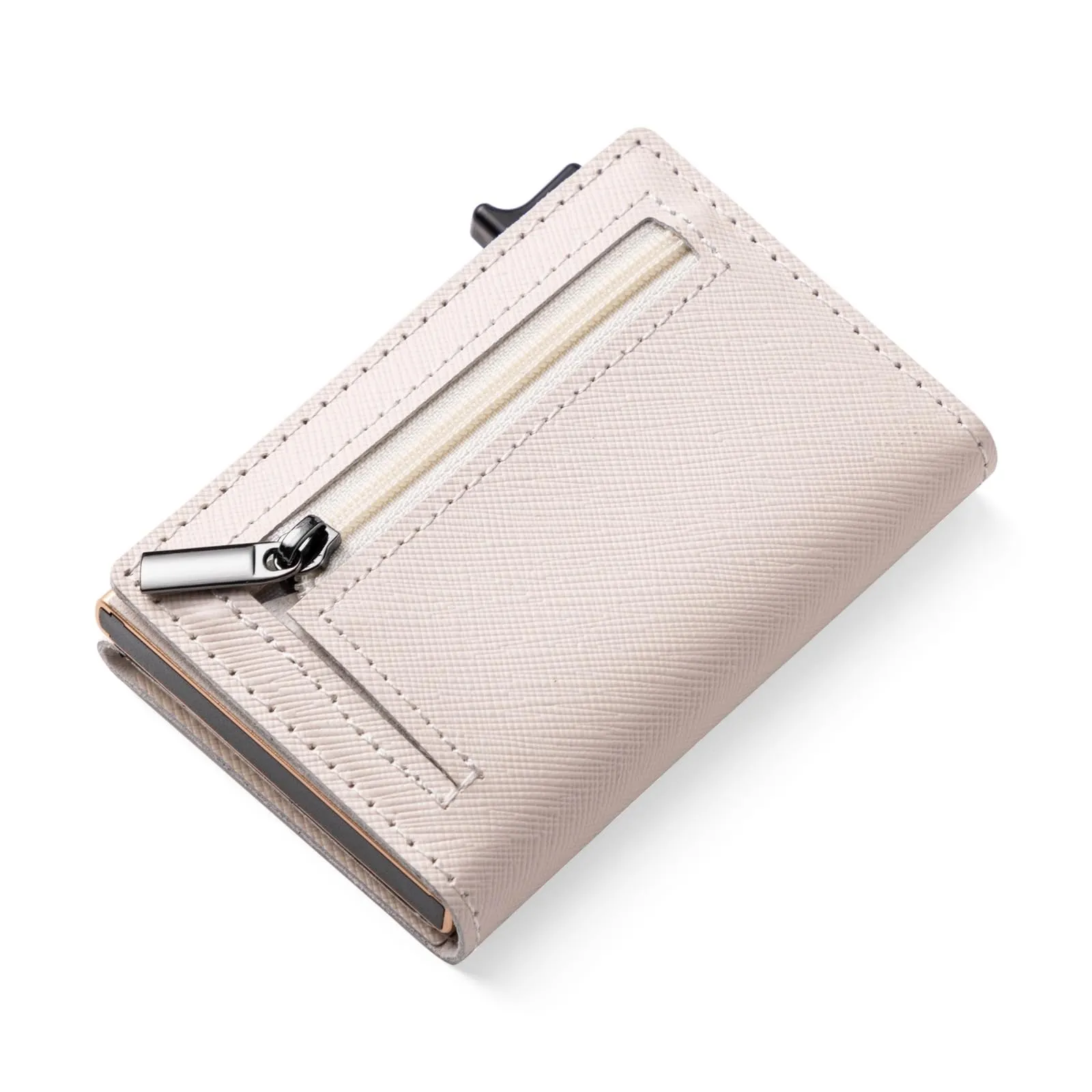 SINUM Portafoglio Saffiano - Chiusura Magnetica - Porta Carte Di Credito con Portamonete - Protezione RFID Anticlonazione - Brand Italiano (Saffiano, Beige) - immagine 7