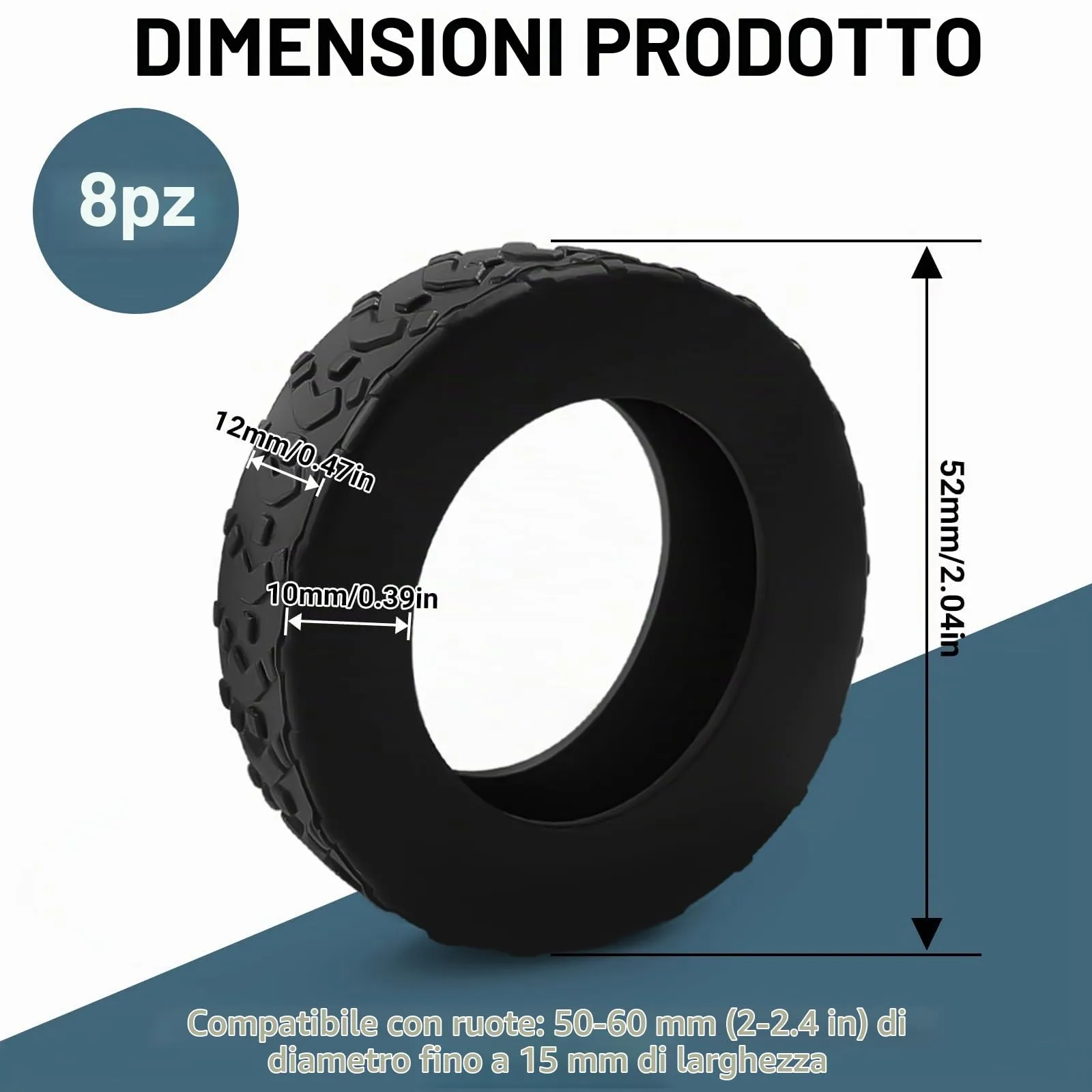 8 Copri Ruote Valigia in Silicone Nero - immagine 2