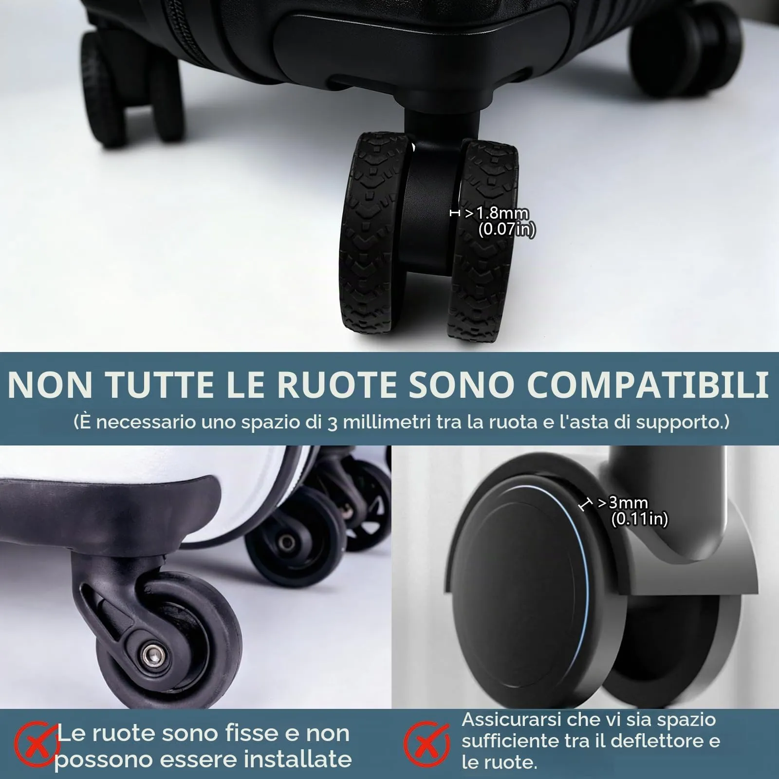 8 Copri Ruote Valigia in Silicone Nero - immagine 4