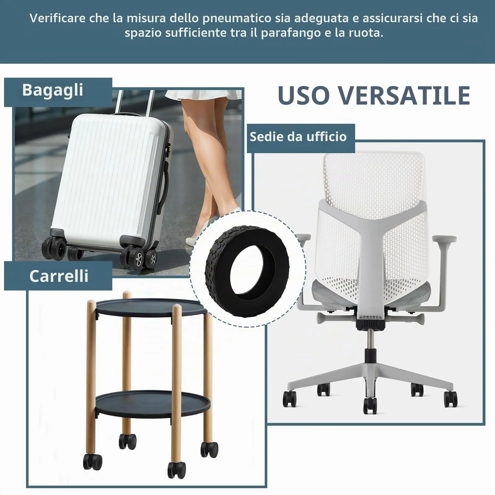 8 Copri Ruote Valigia in Silicone Nero - immagine 7