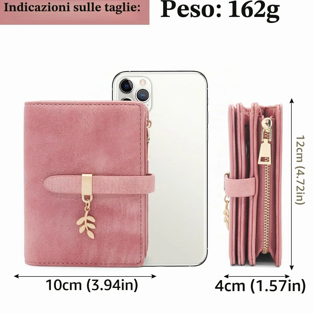GOUNNU Portafoglio Donna Piccolo Portafogli Pelle PU RFID Blocco Elegante Corto Portamonete per donna con 17 Porta Carta di Credito Cerniera (Rosa) - immagine 4