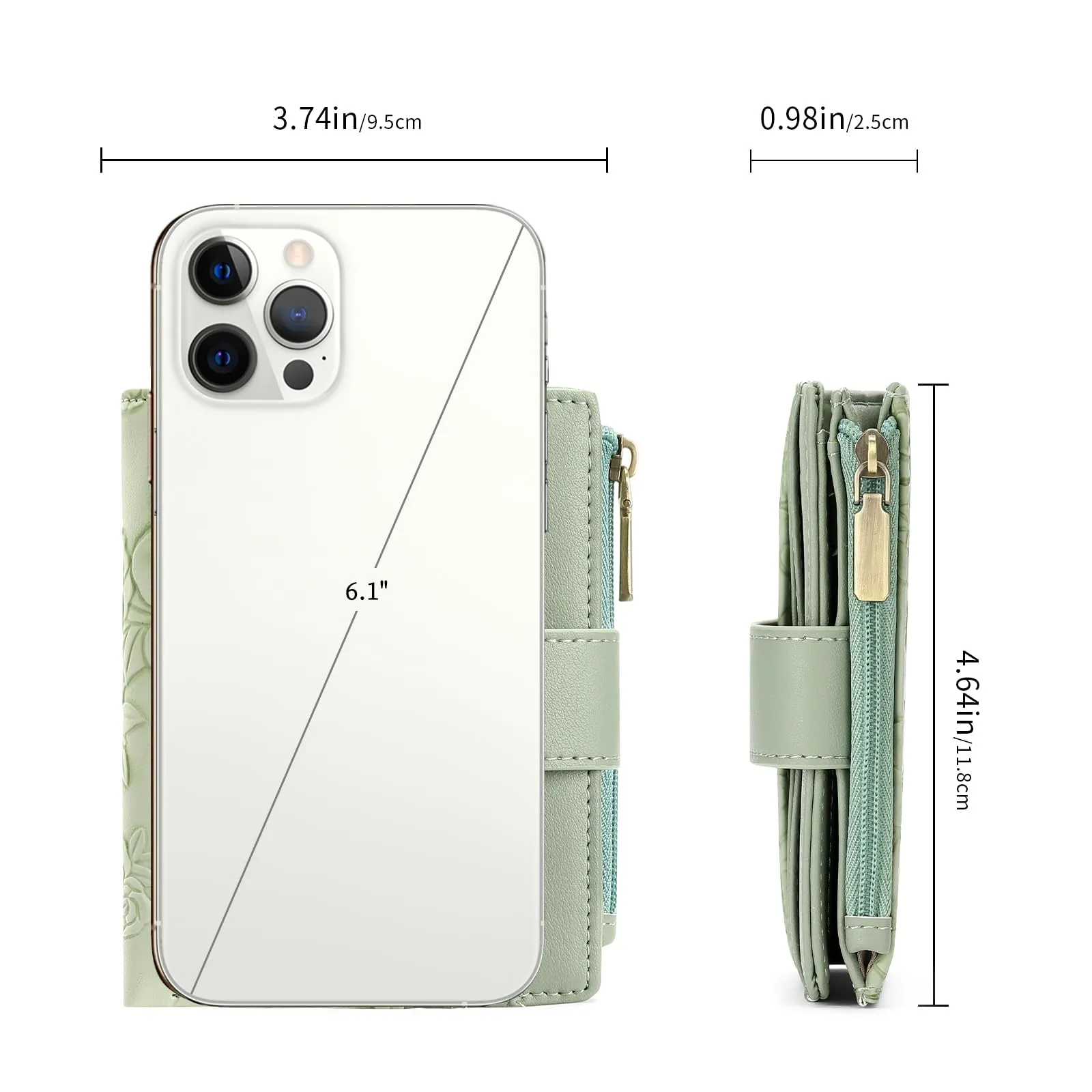 SENDEFN Portafoglio Donna Piccolo in Pelle Vegana, RFID Blocco Portamonete con Cerniera, Porta Carte di Credito Portafoglio Donna con Scomparti Per 12 Cartes - immagine 5