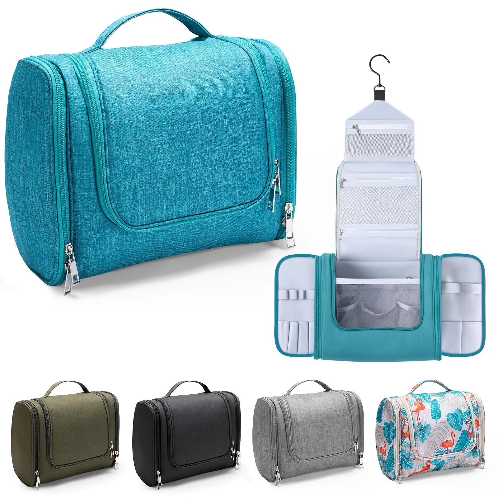 Voniobuy Beauty Case da Viaggio, Grande Borsa da Toilette da Appendere per donna e Uomo, 4 in 1 Beauty Case Impermeabile con Gancio Girevole - immagine 1