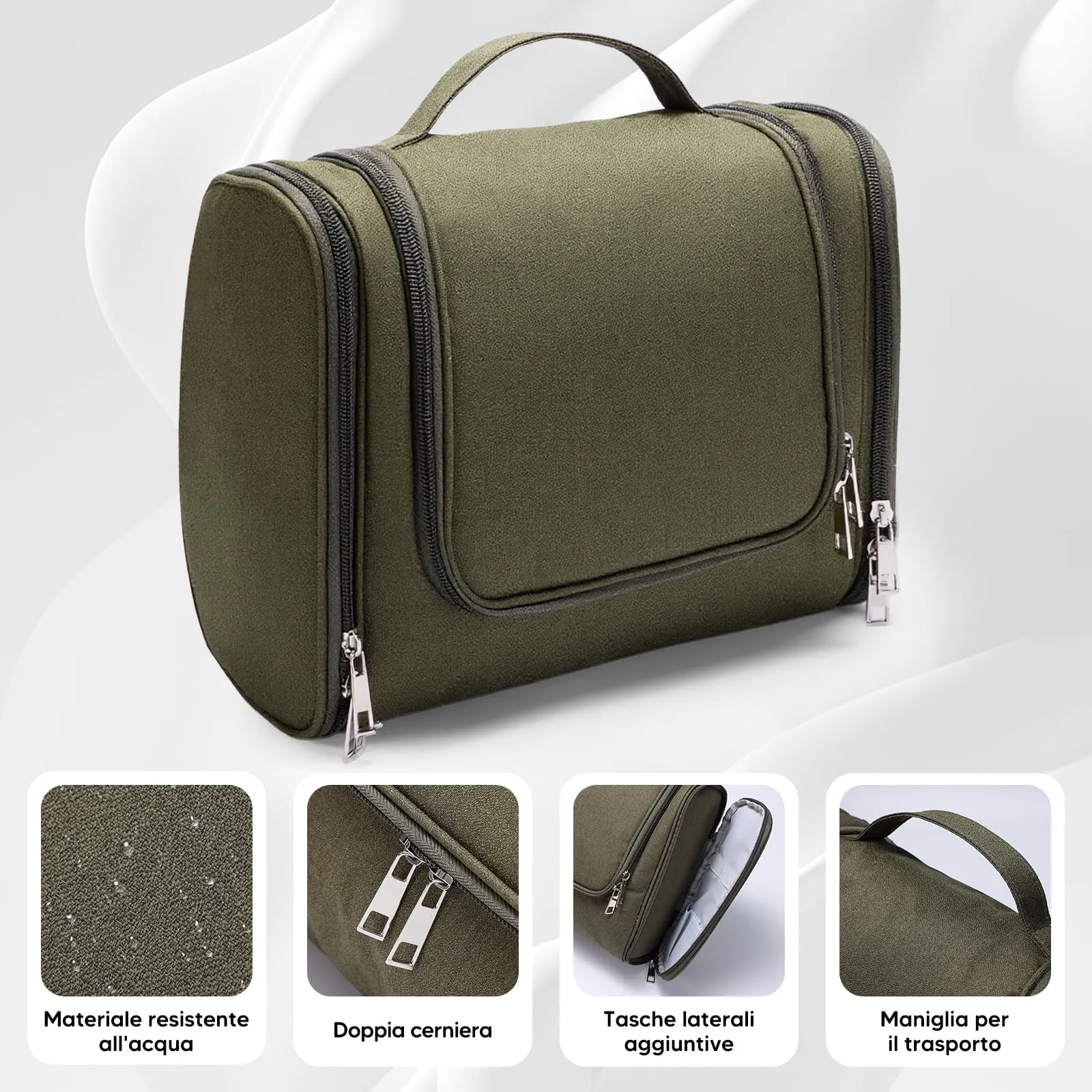 Voniobuy Beauty Case da Viaggio, Grande Borsa da Toilette da Appendere per donna e Uomo, 4 in 1 Beauty Case Impermeabile con Gancio Girevole - immagine 3