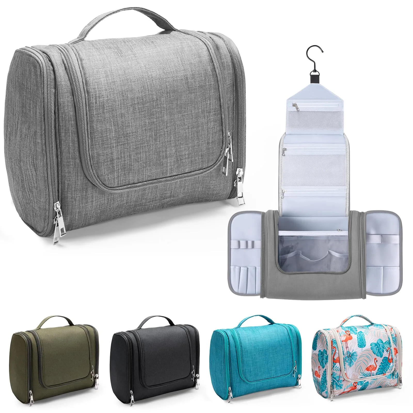Voniobuy Beauty Case da Viaggio, Grande Borsa da Toilette da Appendere per donna e Uomo, 4 in 1 Beauty Case Impermeabile con Gancio Girevole - immagine 1