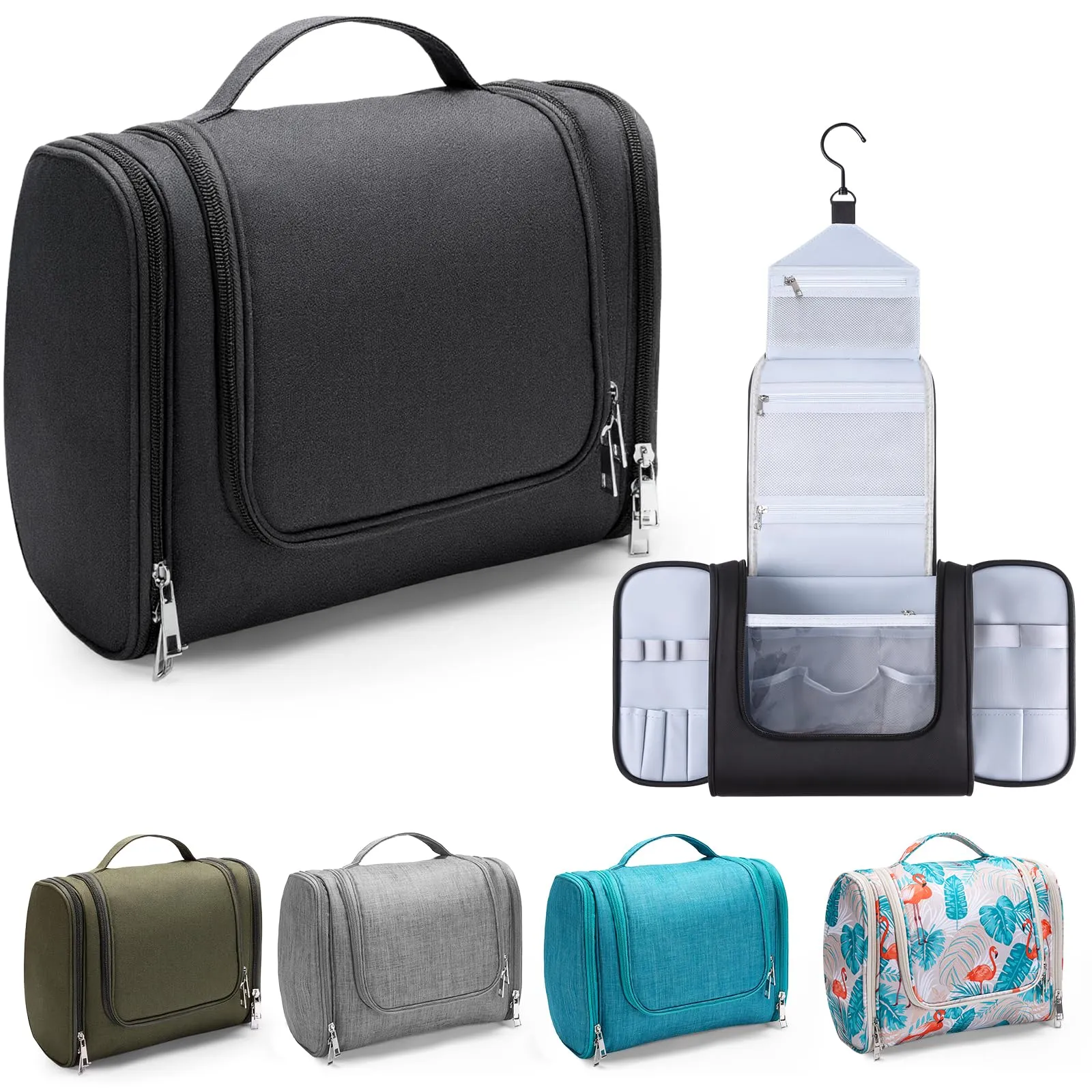 Voniobuy Beauty Case da Viaggio, Grande Borsa da Toilette da Appendere per donna e Uomo, 4 in 1 Beauty Case Impermeabile con Gancio Girevole - immagine 1