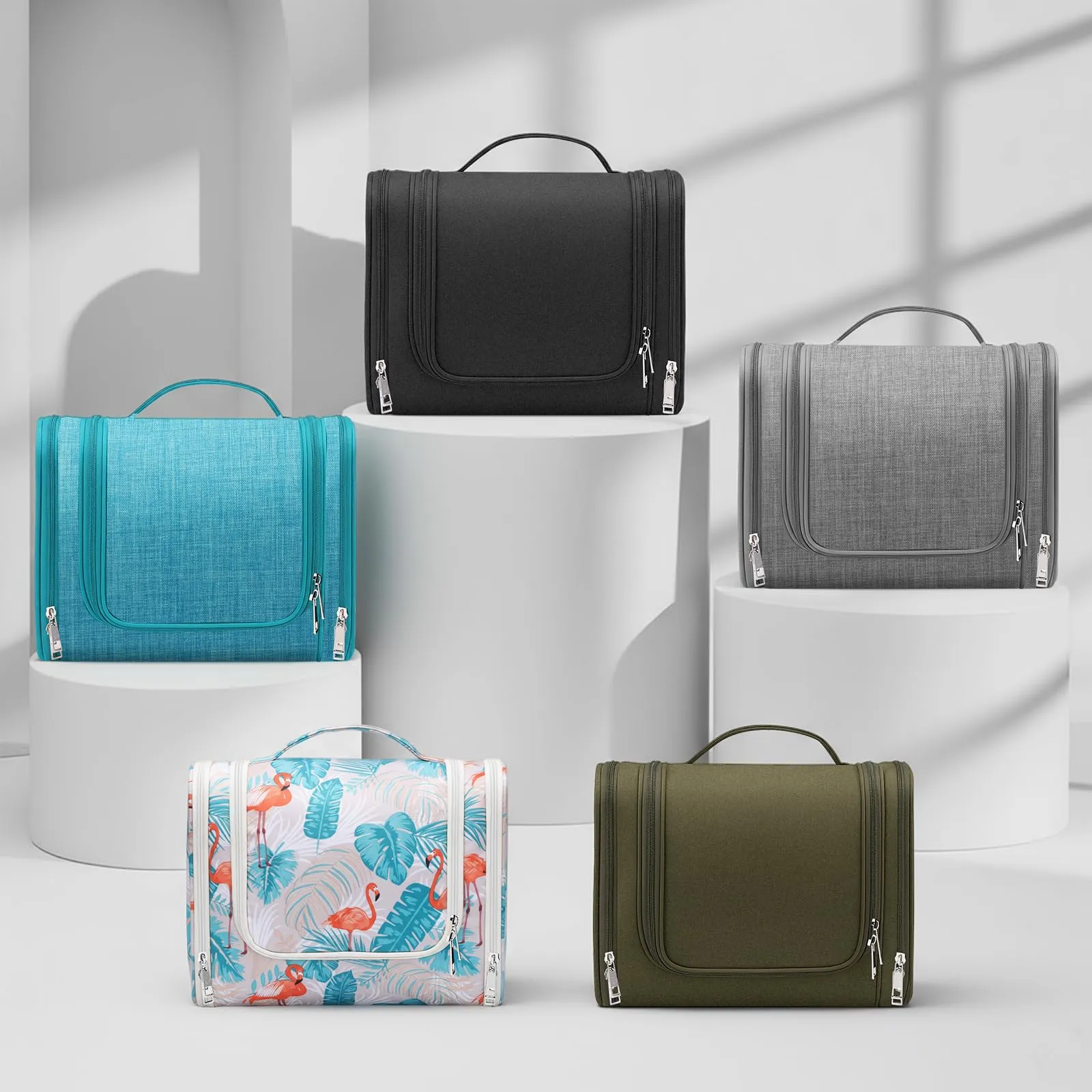 Voniobuy Beauty Case da Viaggio, Grande Borsa da Toilette da Appendere per donna e Uomo, 4 in 1 Beauty Case Impermeabile con Gancio Girevole - immagine 6
