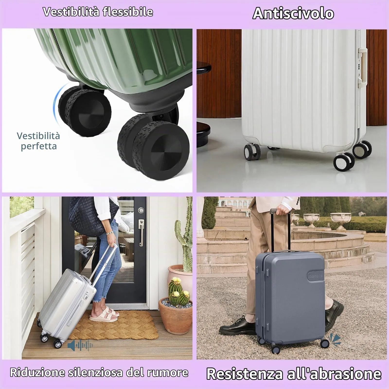 8 Copri Ruote Valigia in Silicone Viola - immagine 6