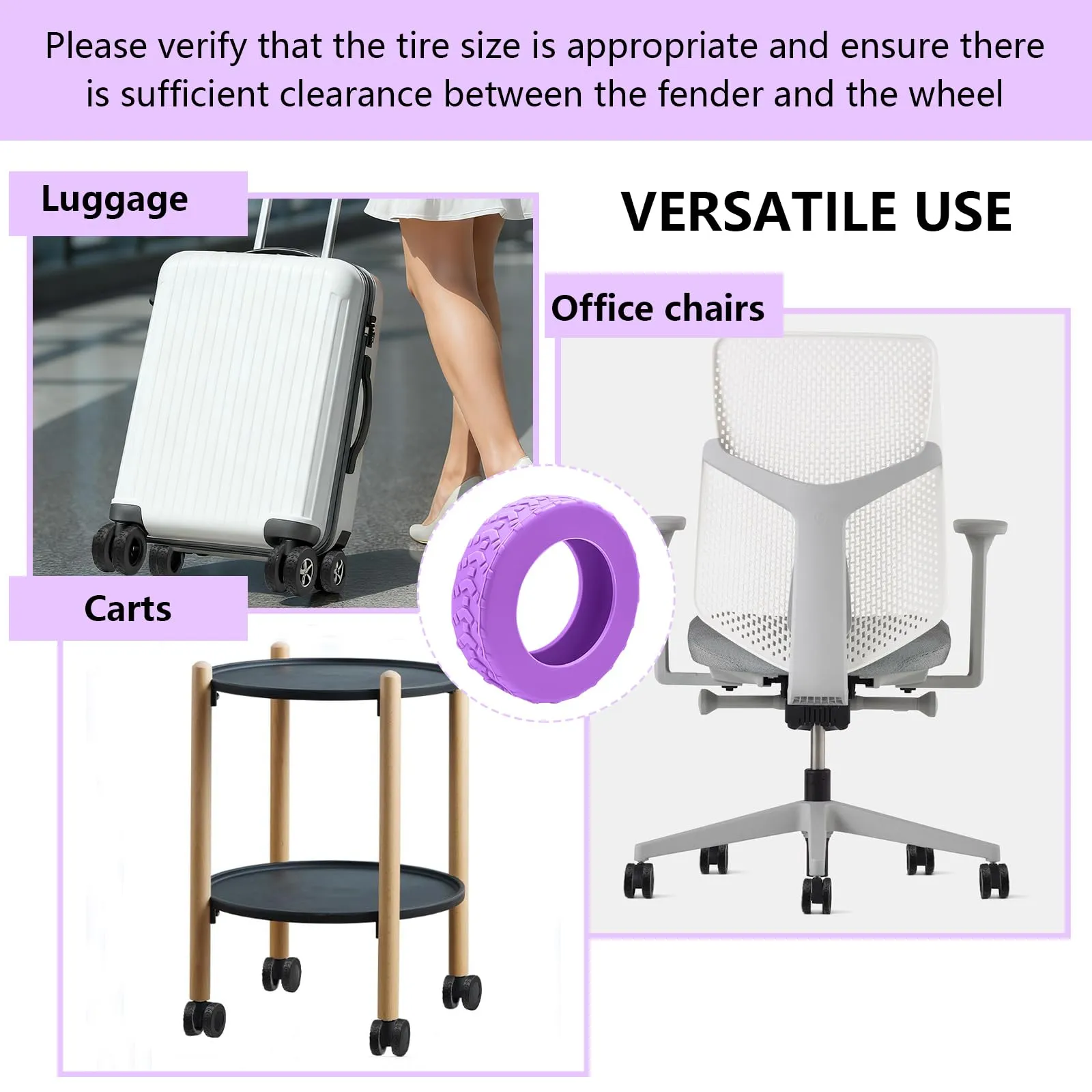 8 Copri Ruote Valigia in Silicone Viola - immagine 7