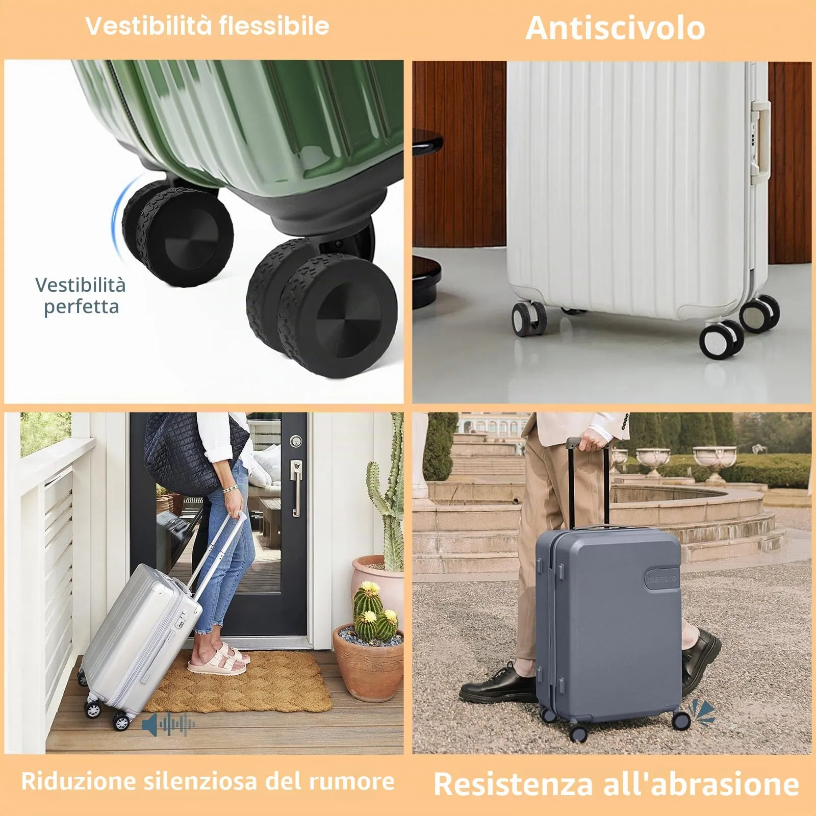 8 Copri Ruote Valigia in Silicone Arancione - immagine 6
