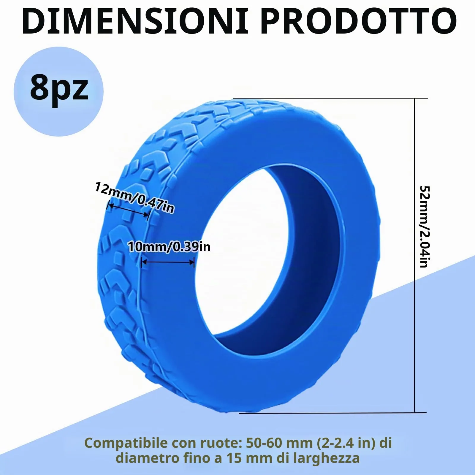 8 Copri Ruote Valigia in Silicone Blu - immagine 2