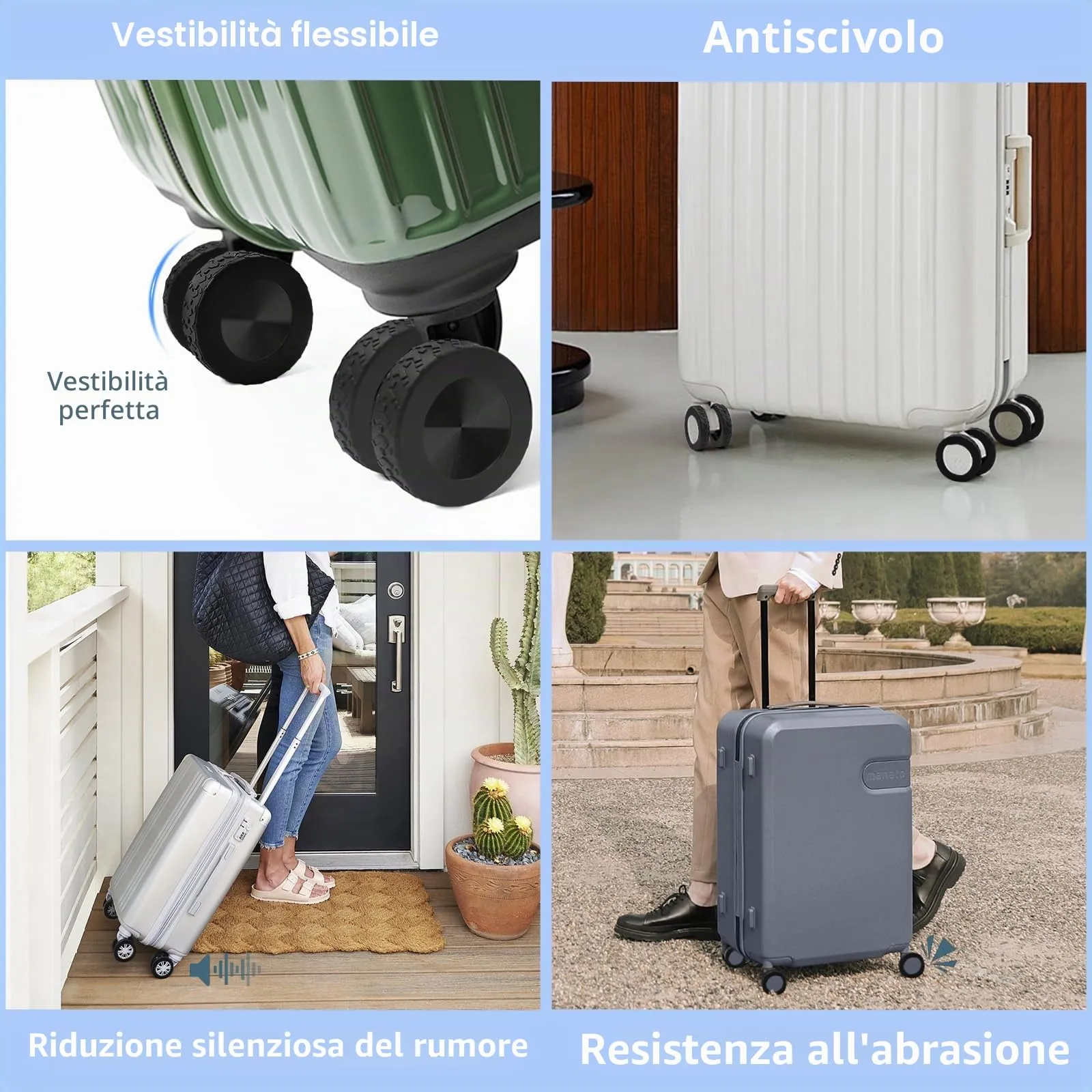 8 Copri Ruote Valigia in Silicone Blu - immagine 6