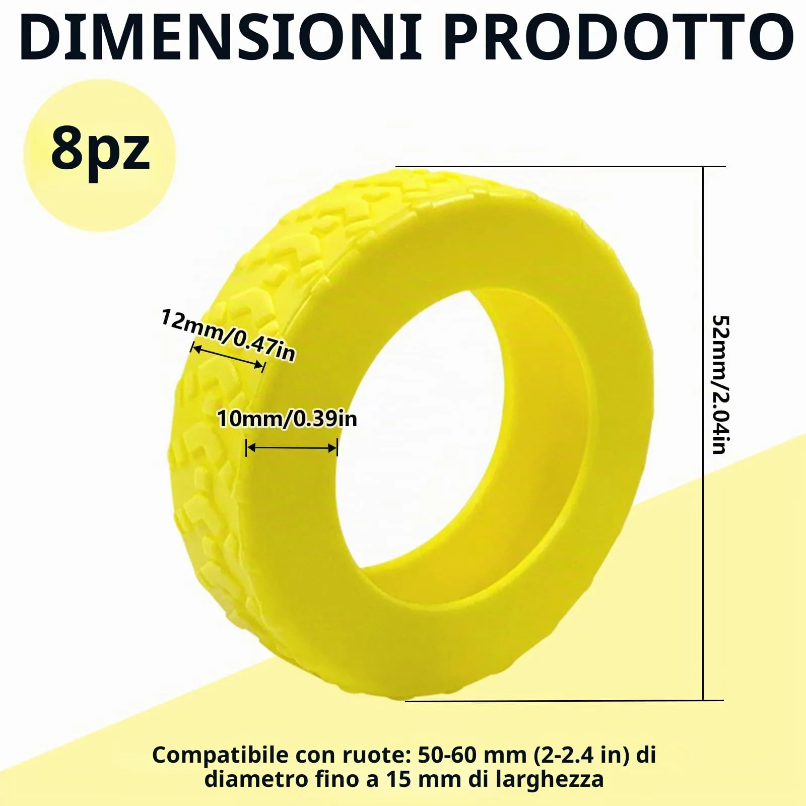 8 Copri Ruote Valigia in Silicone Giallo - immagine 2