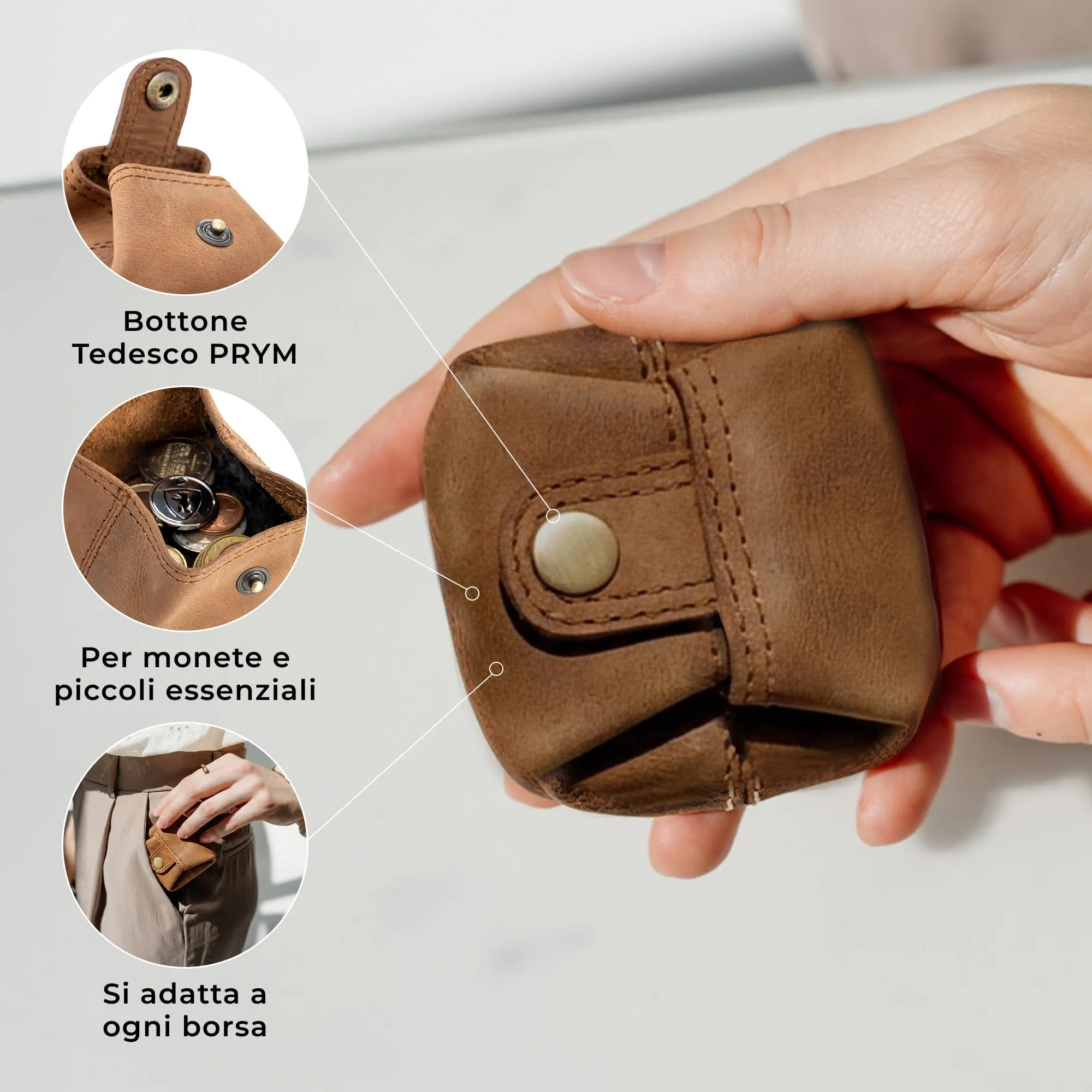 Berliner Bags Portamonete Lena Mini con Chiusura a Bottone in Vera Pelle - immagine 3