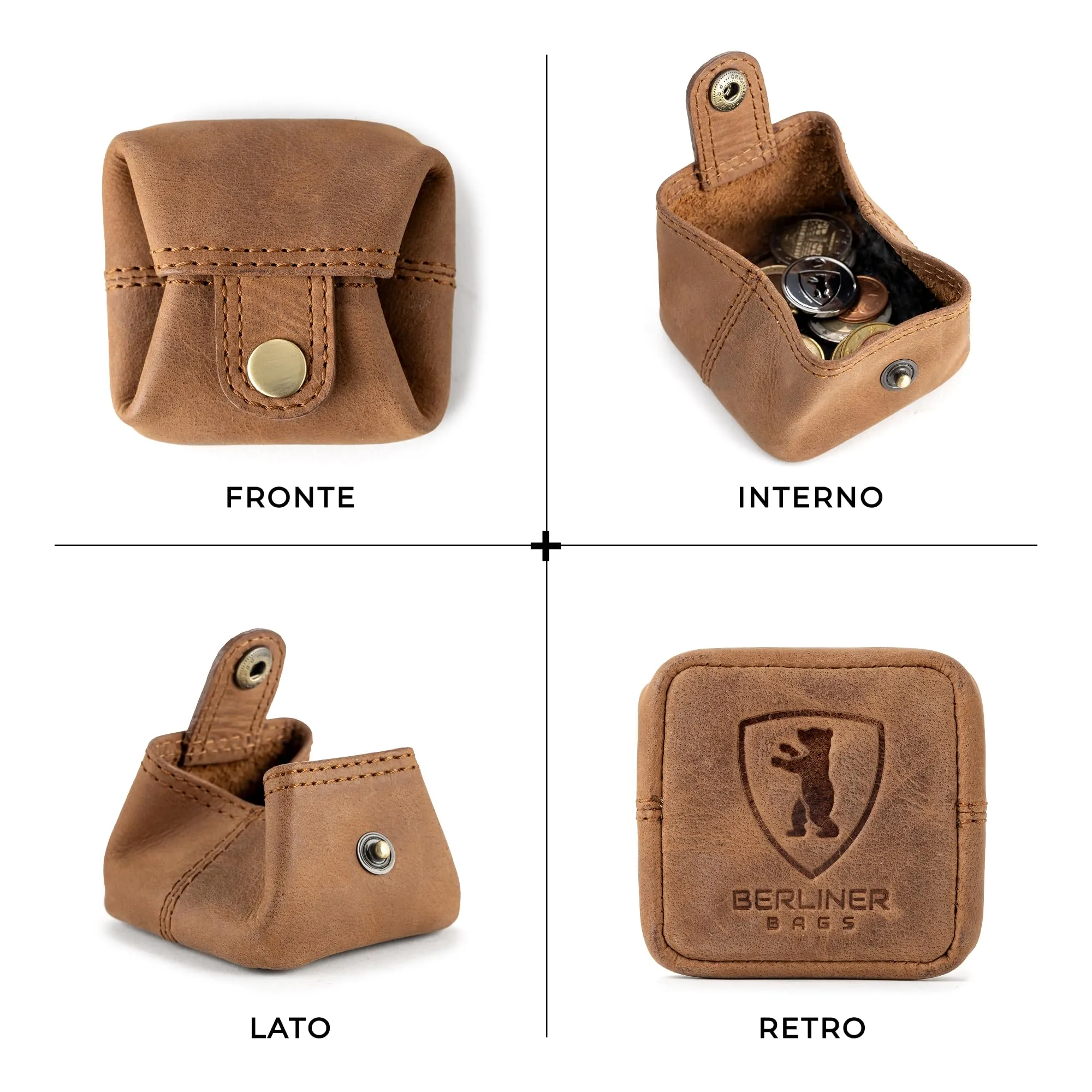 Berliner Bags Portamonete Lena Mini con Chiusura a Bottone in Vera Pelle - immagine 4