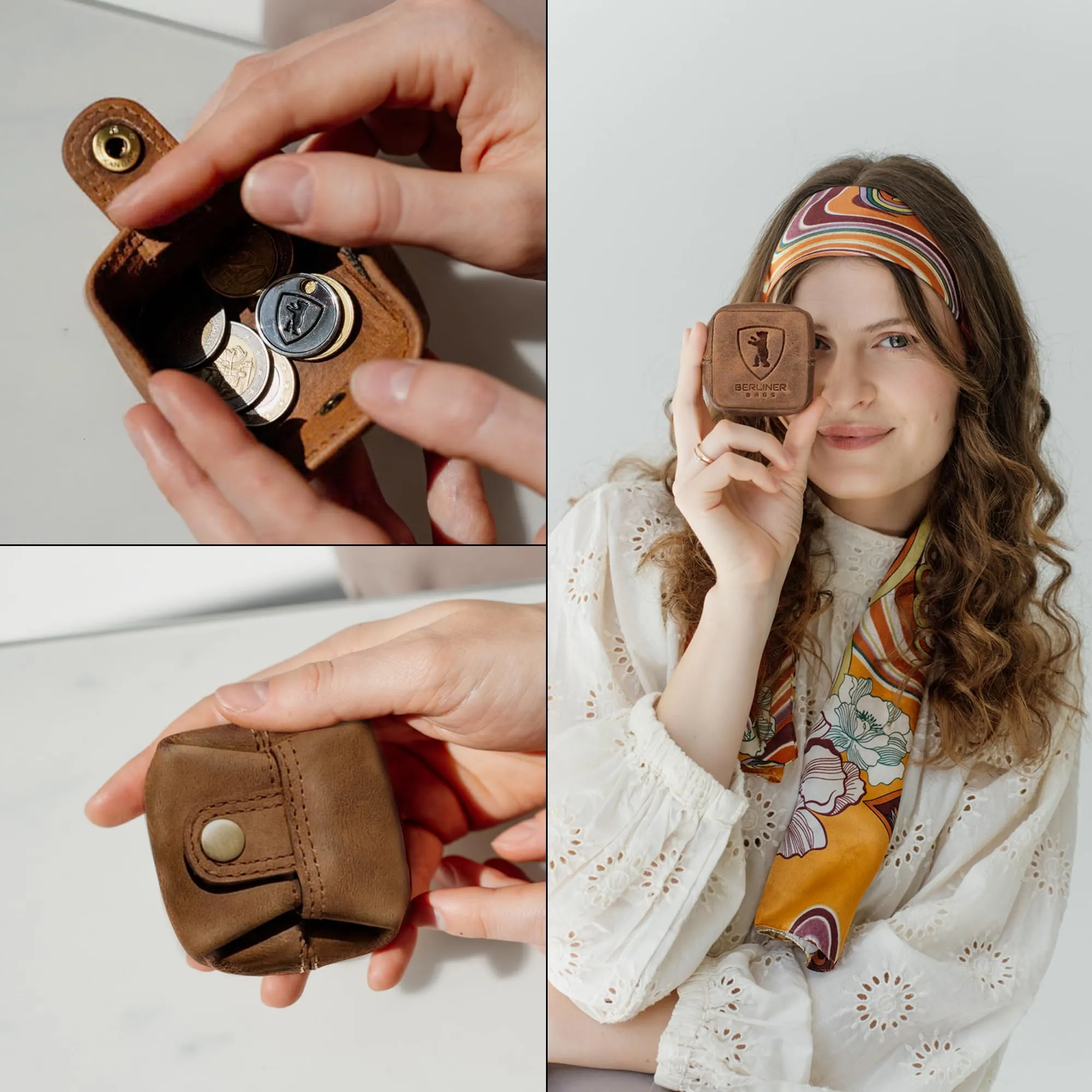Berliner Bags Portamonete Lena Mini con Chiusura a Bottone in Vera Pelle - immagine 5