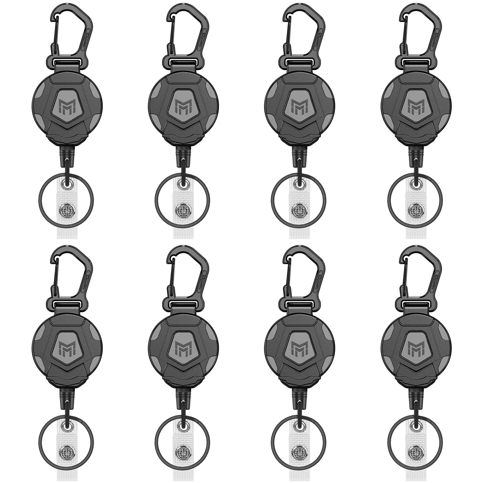 MNGARISTA Portachiavi retrattile, porta badge con moschettone per impieghi gravosi (Carabiner(8 Pack)) - immagine 1