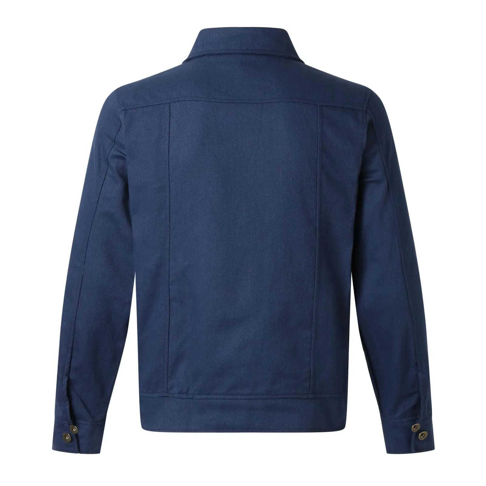 Duohropke Camicia da Uomo in Denim, a Maniche Lunghe, con Tasche, Stile Svasato, con Tasche, Camicia di Jeans, Camicia da Uomo, Vestibilità Normale, Camicia di Jeans a Maniche Lunghe, 01 blu navy, M - immagine 5