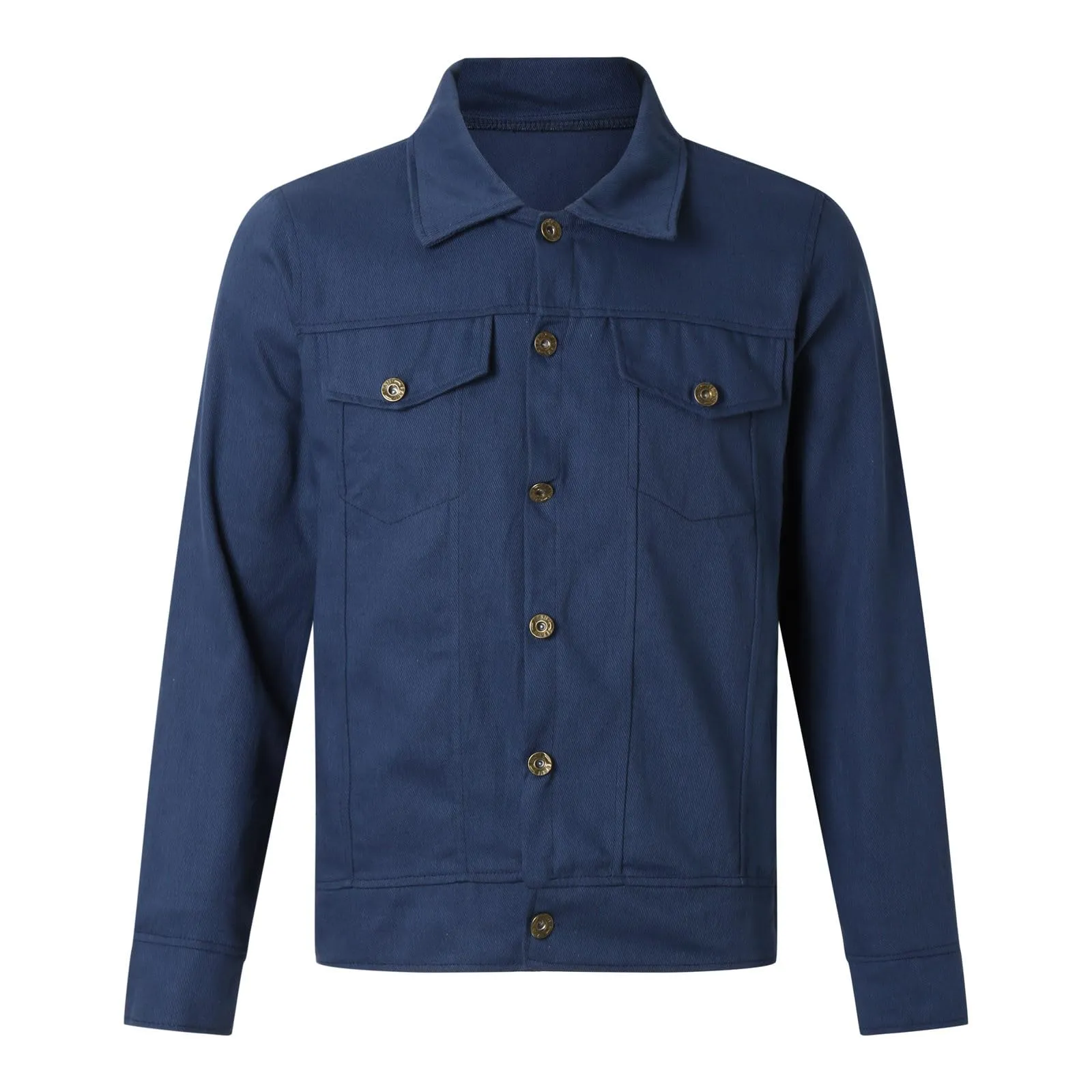 Duohropke Camicia da Uomo in Denim, a Maniche Lunghe, con Tasche, Camicia di Jeans, Camicetta da Uomo, Slim Fit, Denim Top, Vestibilità Regular, 01 blu navy, 3XL - immagine 3