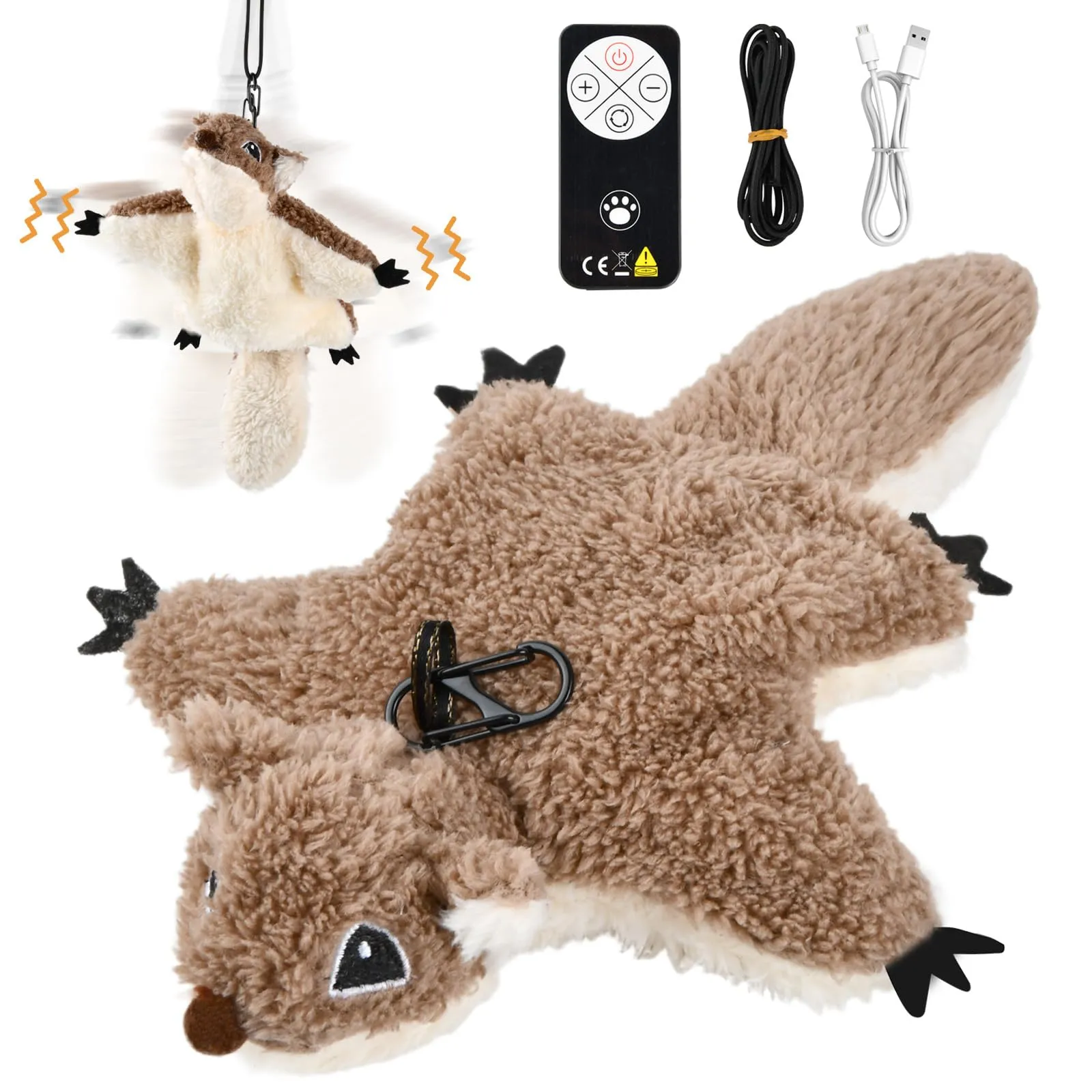 Mapille Uccello Giocattolo per Gatti che Sbatte con Erba Gatta, Telecomando, Interactive Chirping Bird Cat Toy, Gioco Gatto Uccellino Che Vola, Giochi Interattivi Per Gatti (Petauro dello zucchero) - immagine 1