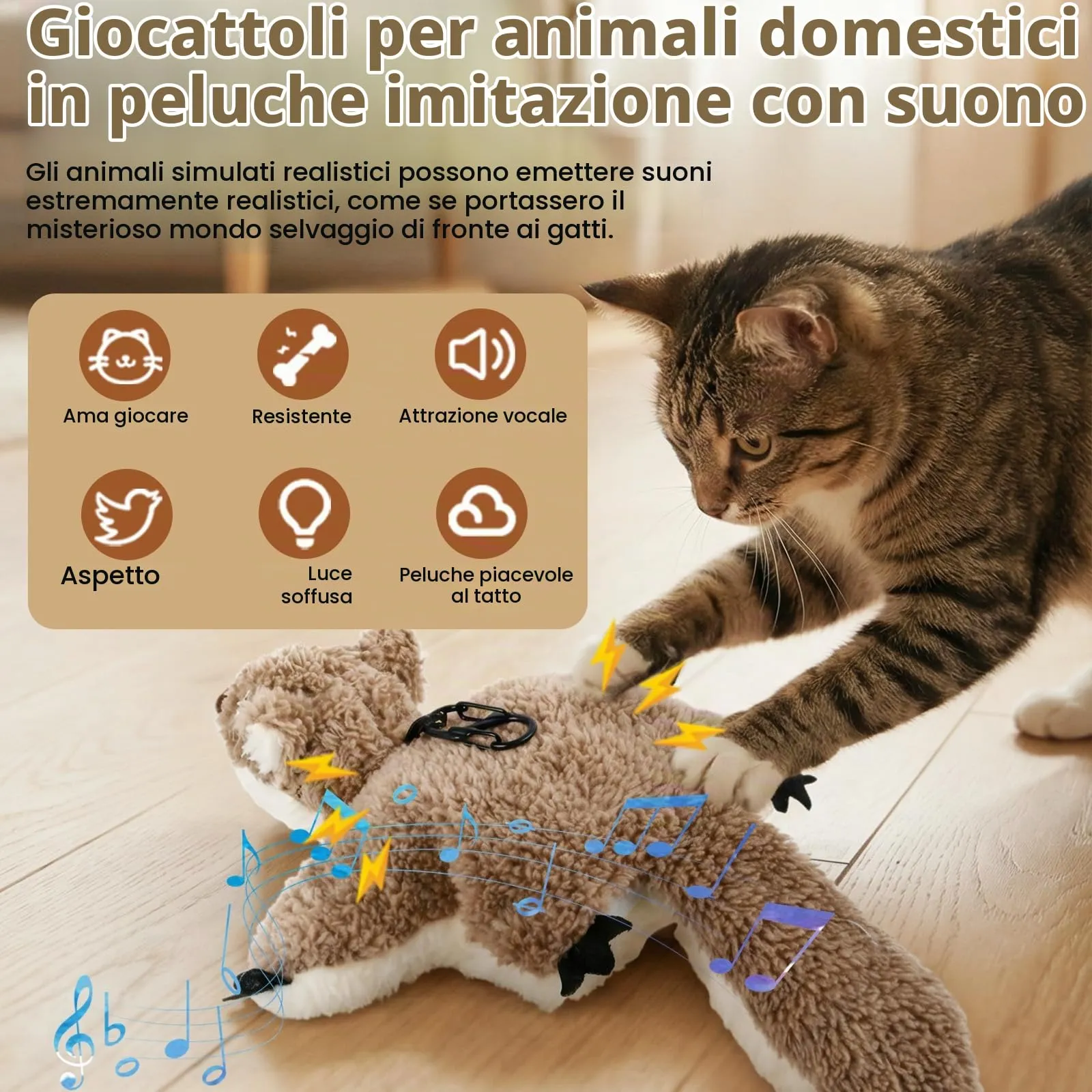 Mapille Uccello Giocattolo per Gatti che Sbatte con Erba Gatta, Telecomando, Interactive Chirping Bird Cat Toy, Gioco Gatto Uccellino Che Vola, Giochi Interattivi Per Gatti (Petauro dello zucchero) - immagine 3