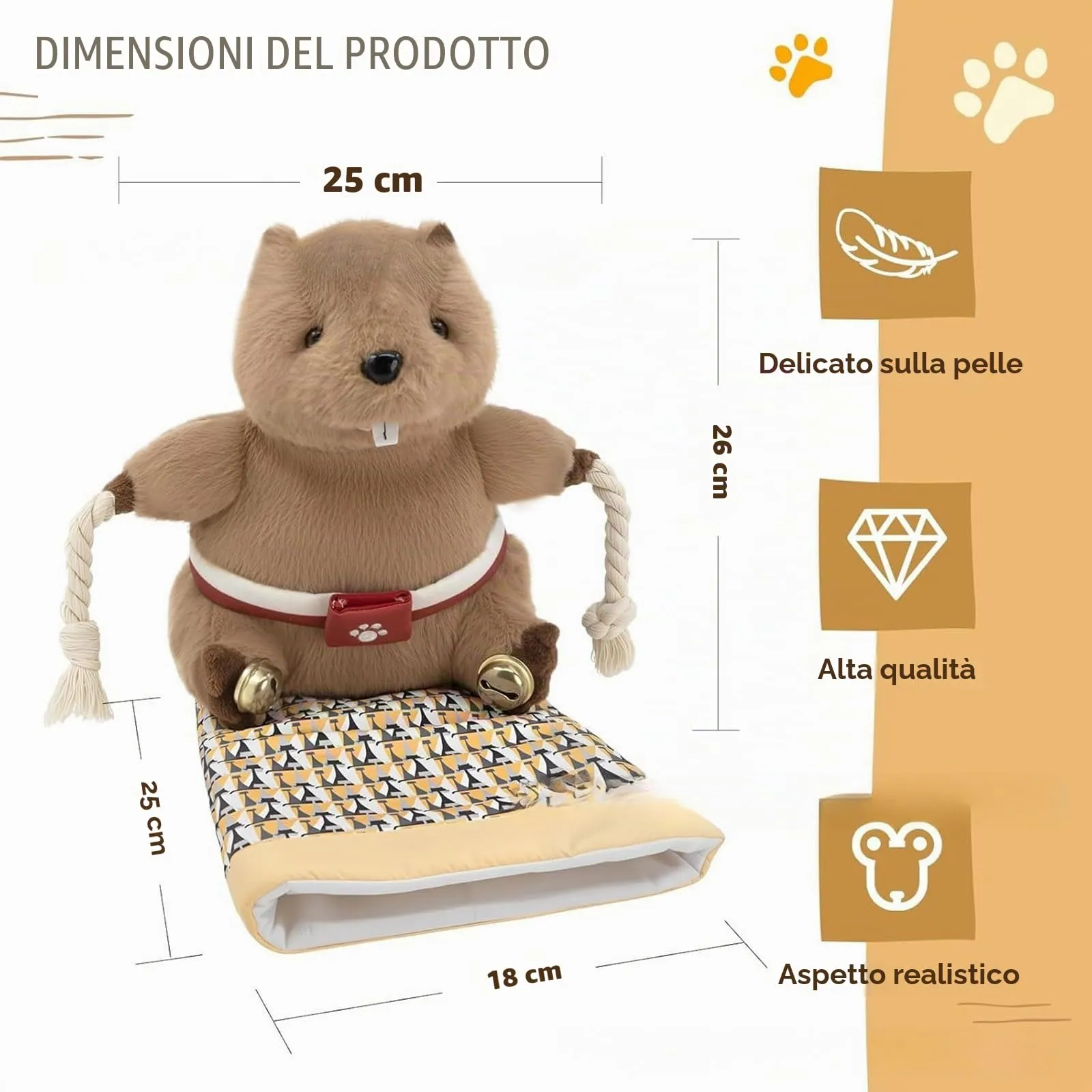 Marionetta interattiva per gatto - Marionette da lotta per gatti - Giocattolo di lotta per gatto - Con campanellino per allenamento e esercizio - Marrone - immagine 4