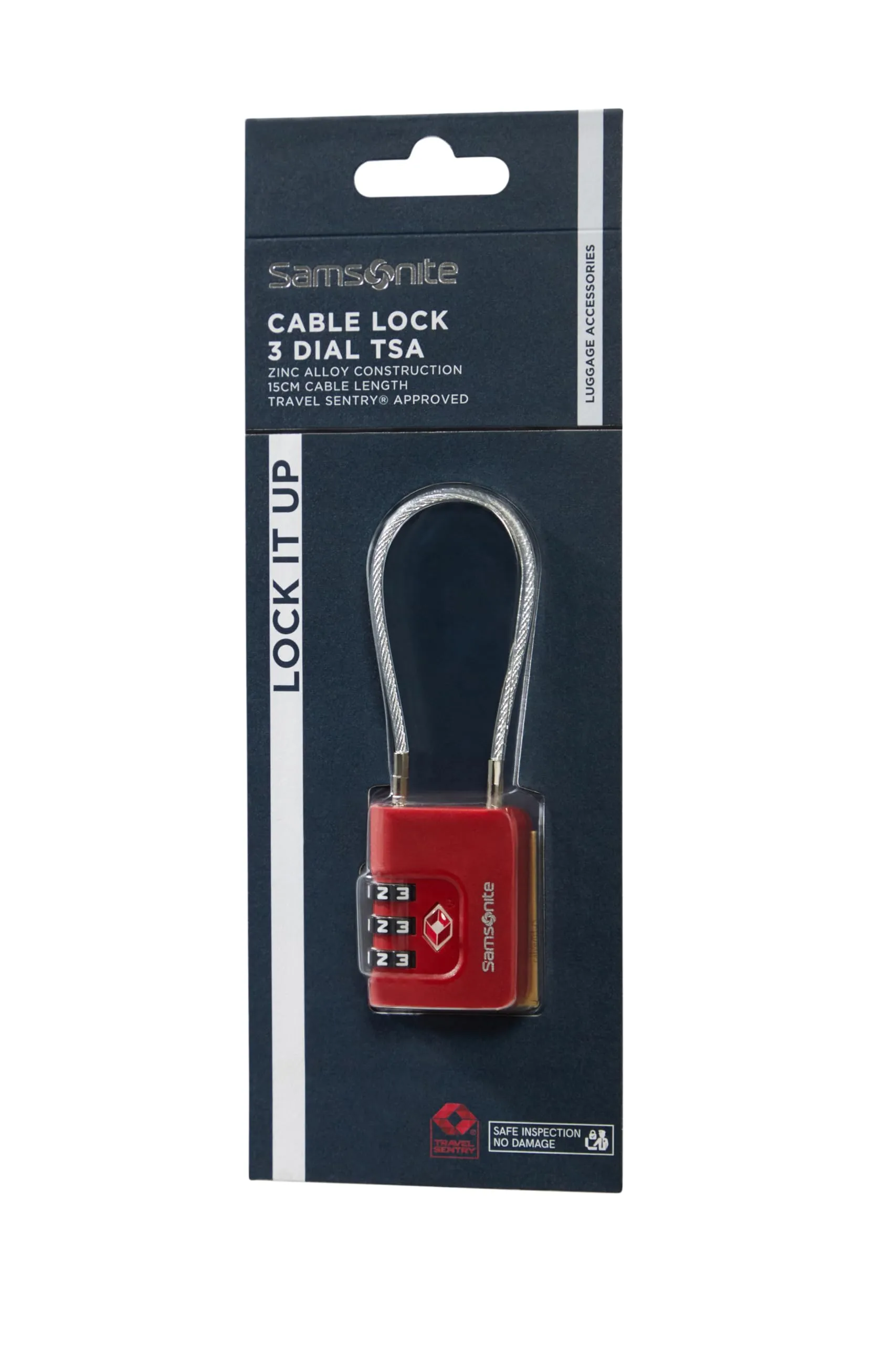 Samsonite TA Revolution - Lucchetto a cavo TSA con combinazione a 3 cifre, lucchetto per bagagli sicuro per valigie e borse, Rosso - immagine 3