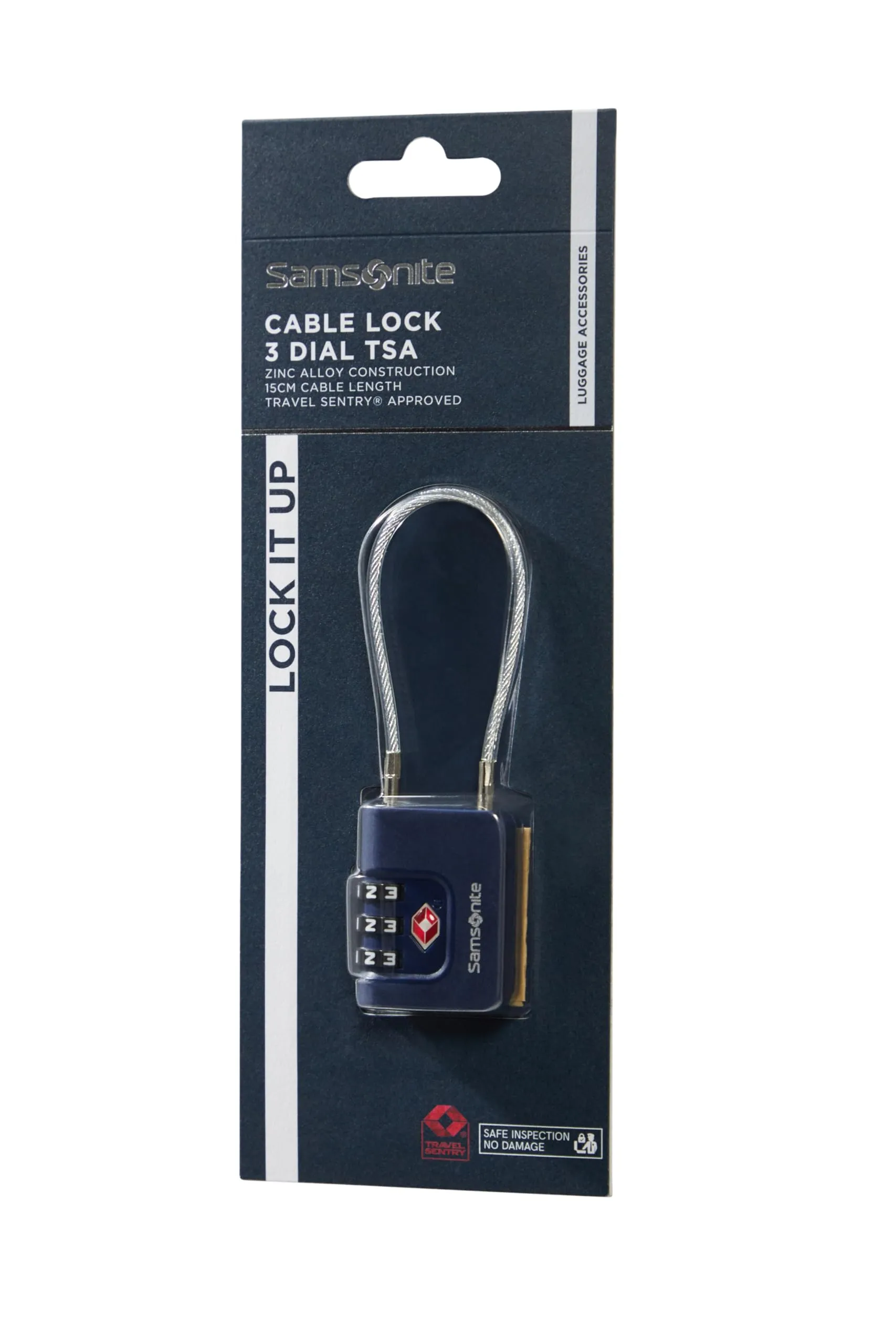 Samsonite TA Revolution - Lucchetto a cavo TSA con combinazione a 3 cifre, lucchetto per bagagli sicuro per valigie e borse, Blu (Midnight Blue) - immagine 3