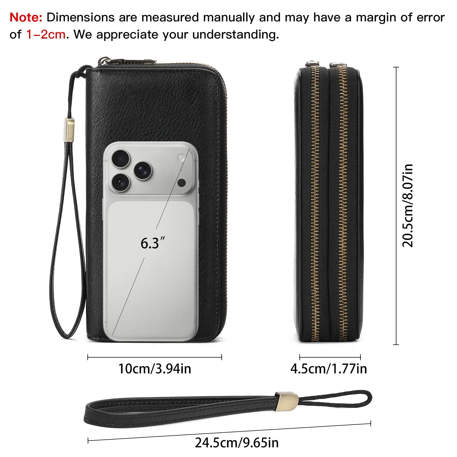 SENDEFN Portafoglio Donna Grande, Portamonete RFID con Doppia Cerniera, Porta Carte in Pelle Vegana, Borsellino Donna con Wristlet Rimovibile e 36 Scomparti per Carte - immagine 4